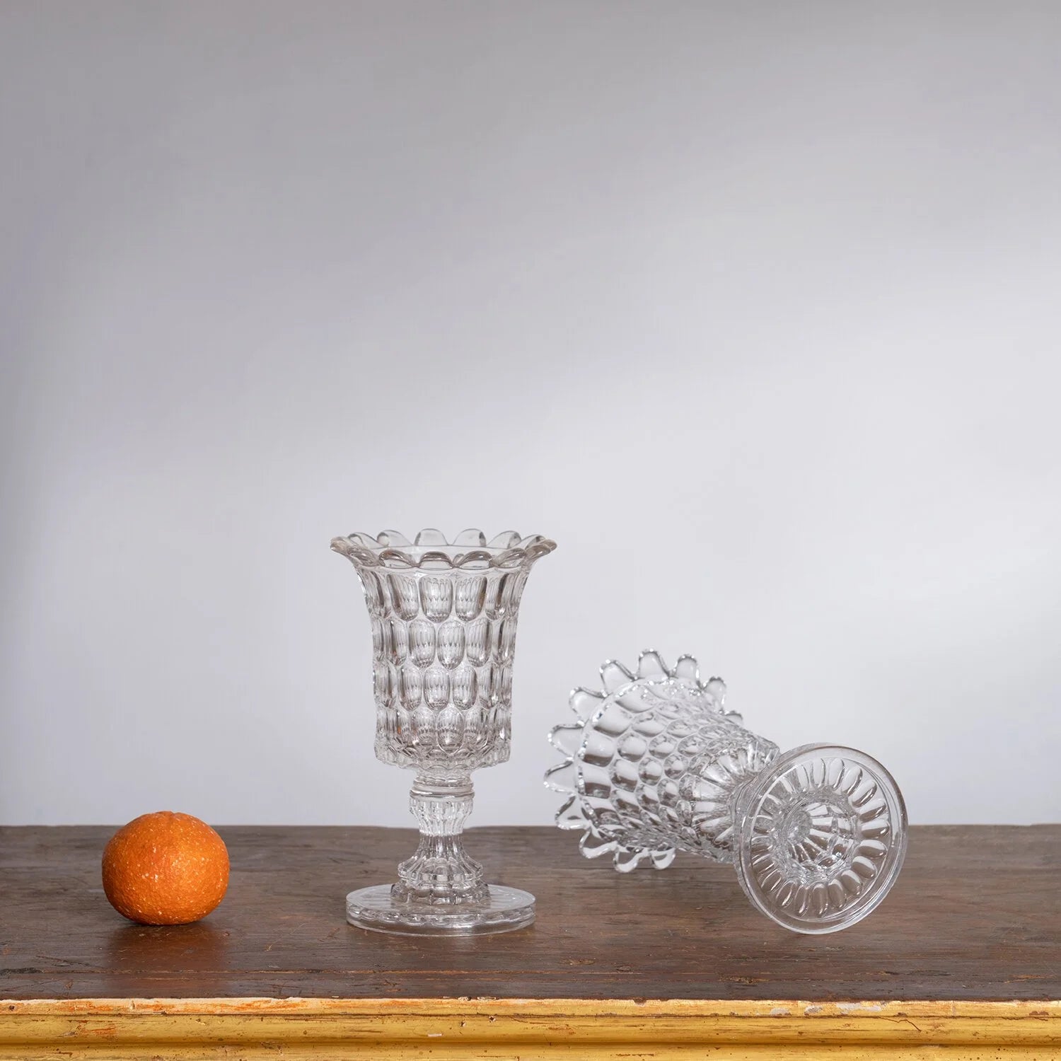 PAIR OF PRESSED GLASS CELERY VASES