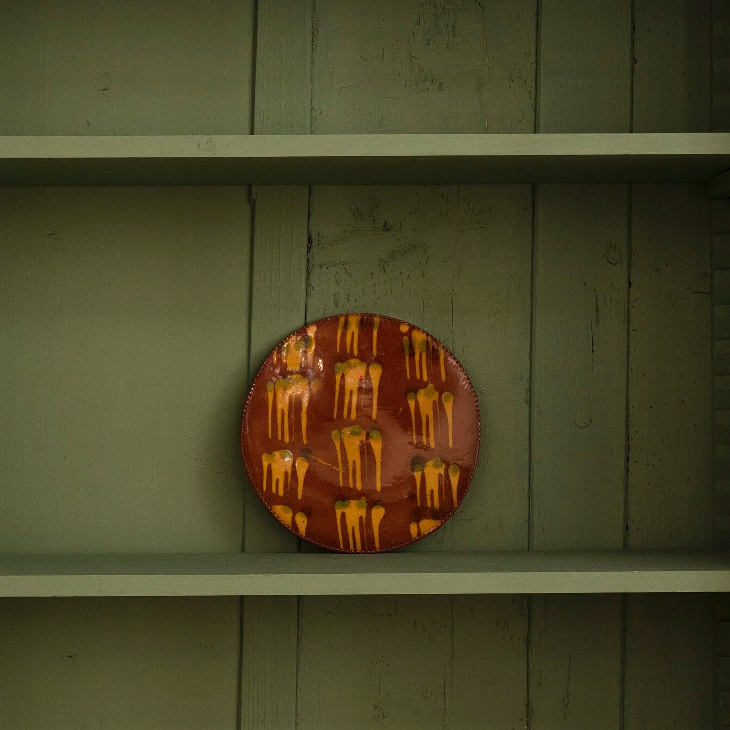 REDWARE PLATE WITH SPLATTER PATTERN