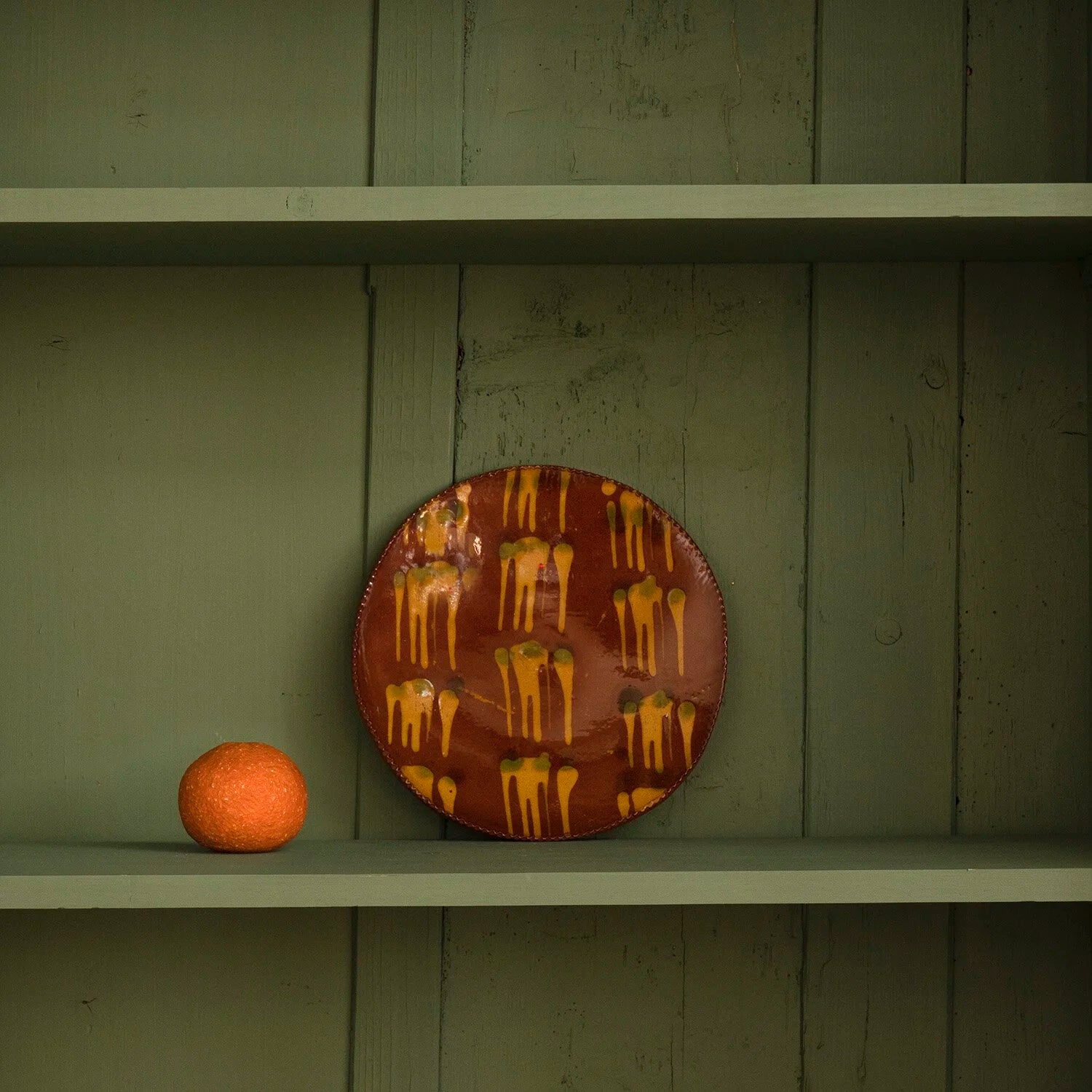 REDWARE PLATE WITH SPLATTER PATTERN