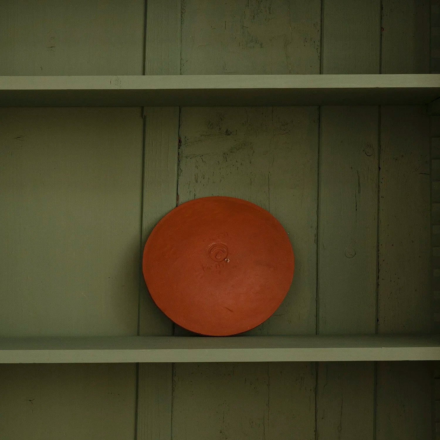 REDWARE PLATE WITH ZIG ZAG PATTERN