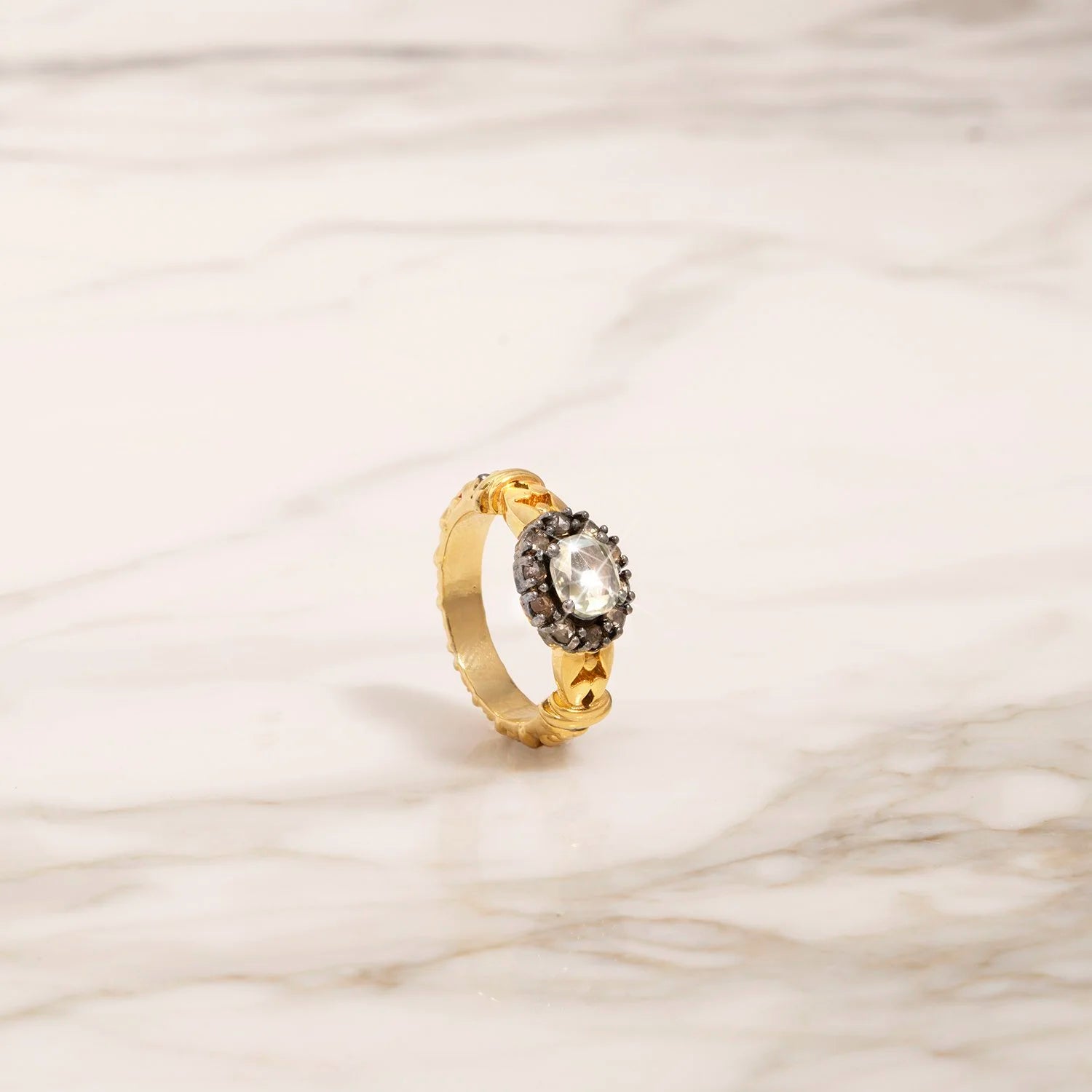 ROSE CUT MONZONITE RING