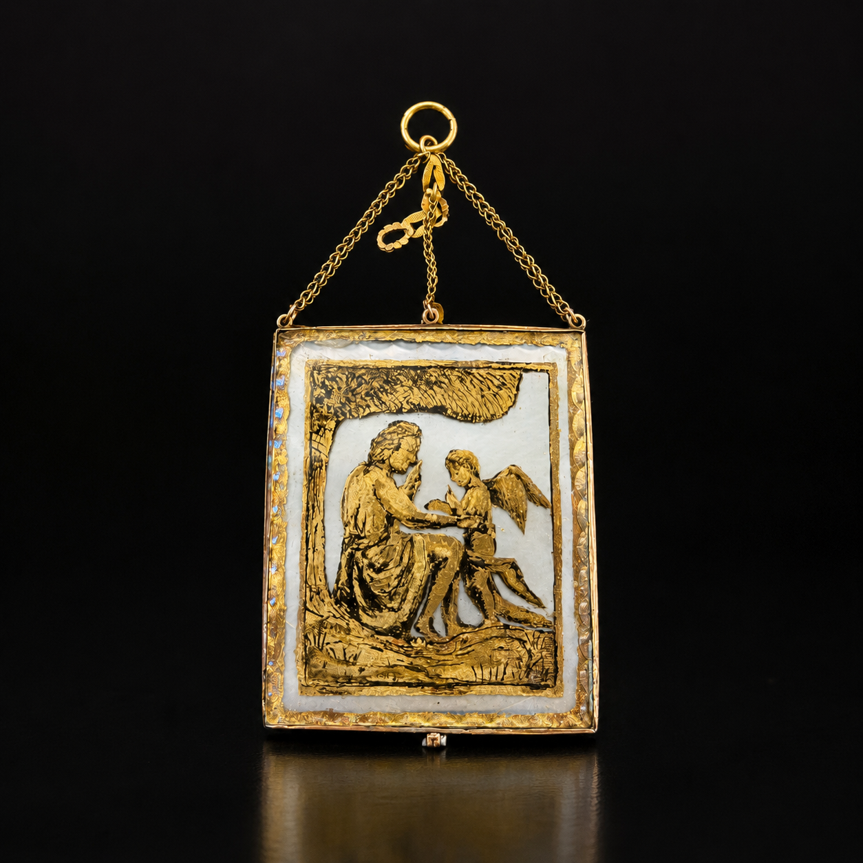 LATE 18TH TO EARLY 19TH-CENTURY FRENCH PORTRAIT MINIATURE WITH GILDED SENTIMENTAL REVERSE