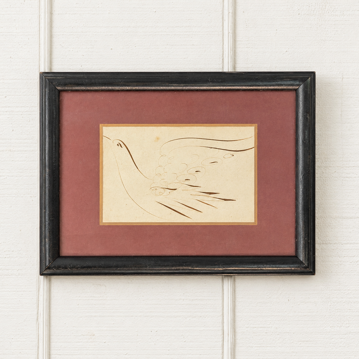 19TH-CENTURY AMERICAN CALLIGRAPHY DRAWING OF A BIRD III