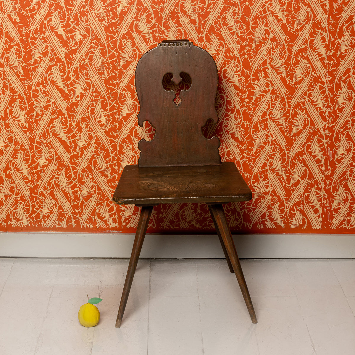 19TH-CENTURY GERMAN FOLK ART BREADBOARD STABELLE CHAIR