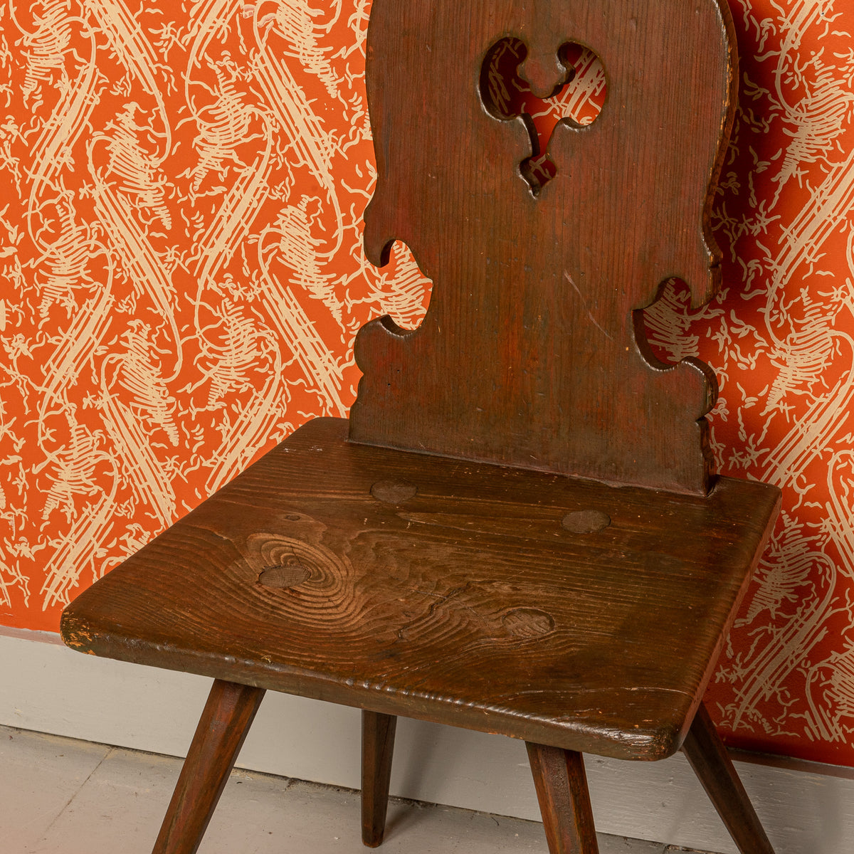 19TH-CENTURY GERMAN FOLK ART BREADBOARD STABELLE CHAIR