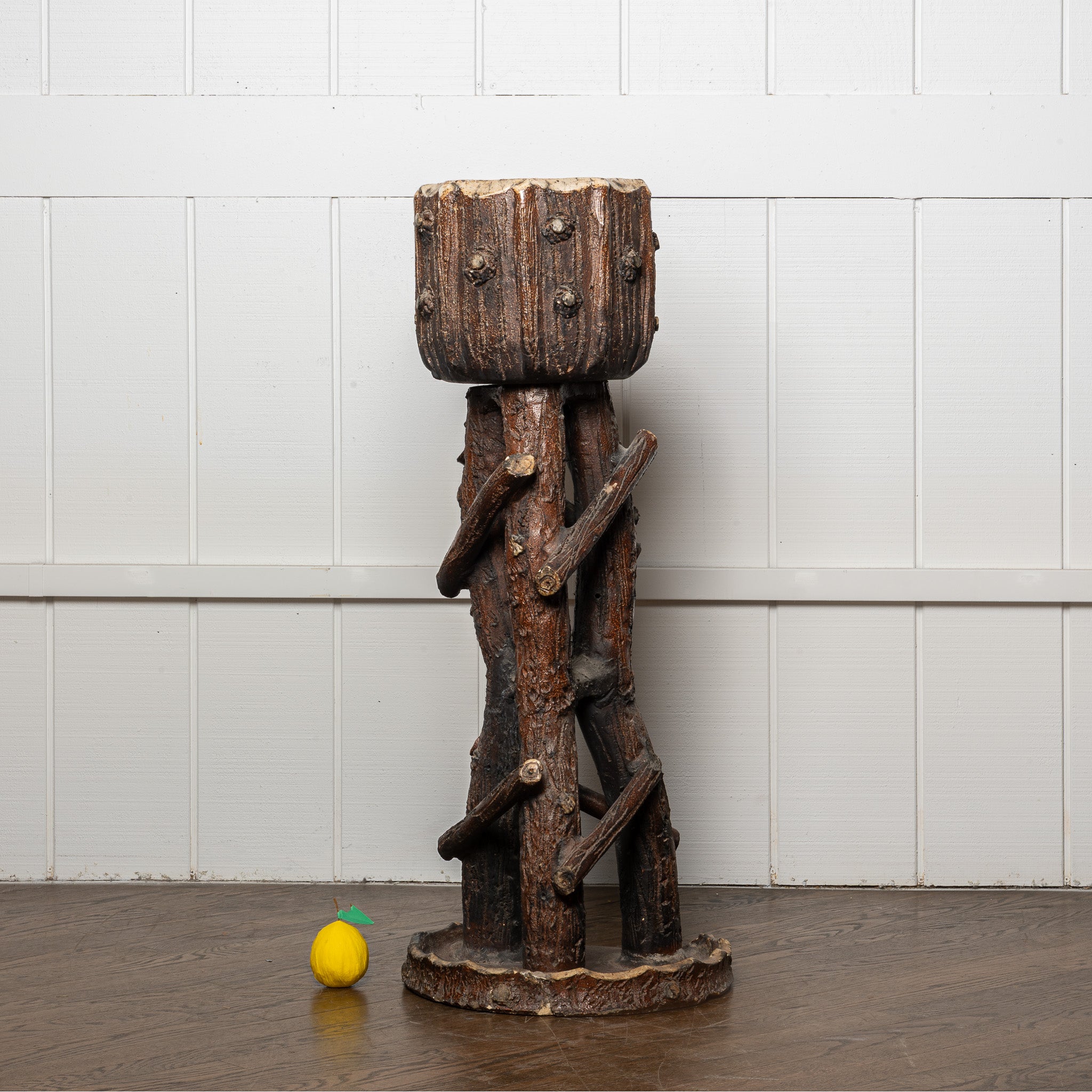 early 20th-century faux bois tree trunk planter