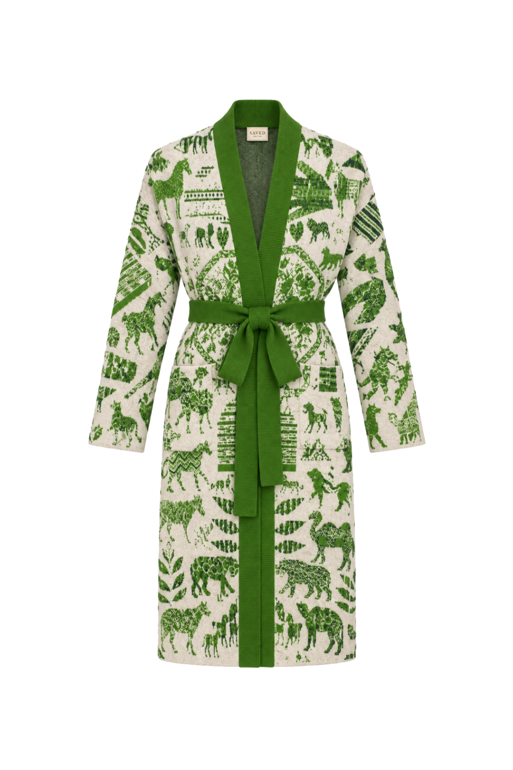 "APPLIQUE COVERLET" AMERICANA CASHMERE CARDIGAN ROBE [2 COLORS]