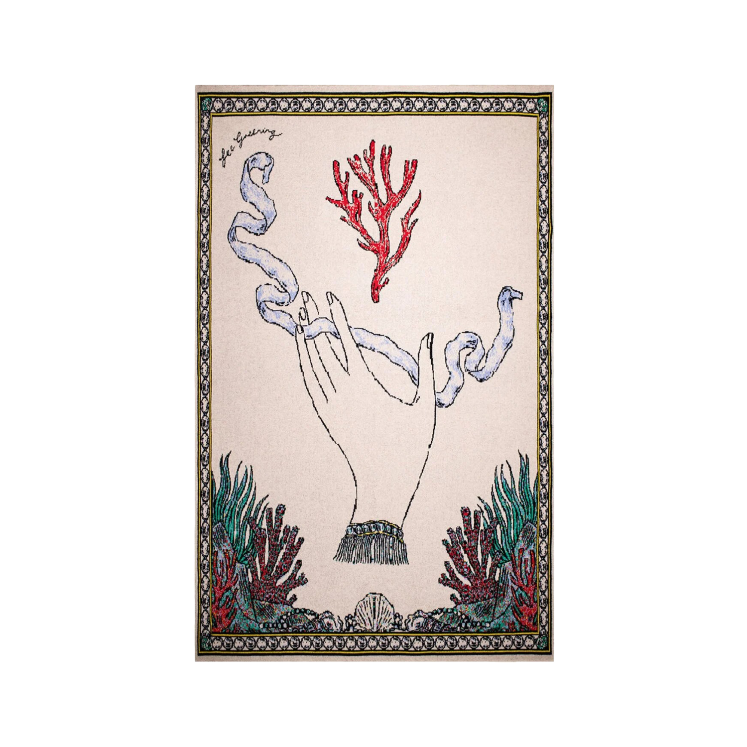 SAVED NY X FEE GREENING "BRANCHING FIRE CORAL" CASHMERE THROW