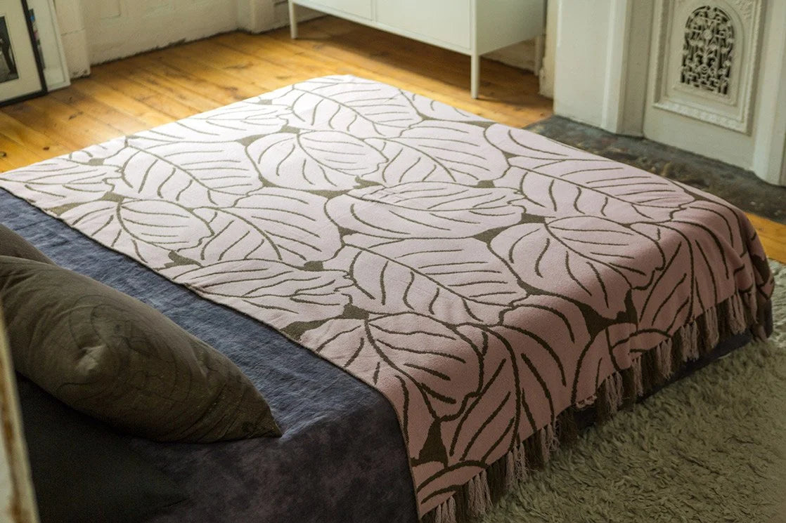"LEAVES" Cashmere Blend Blanket