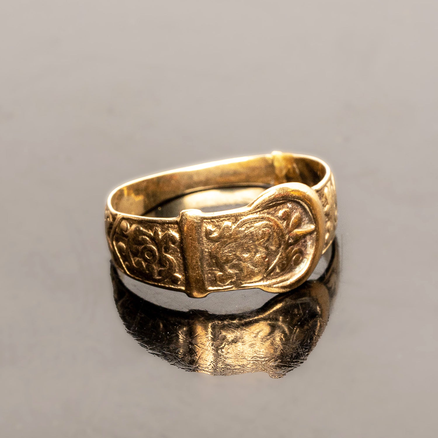 19th Century English 14k Gold Buckle Ring
