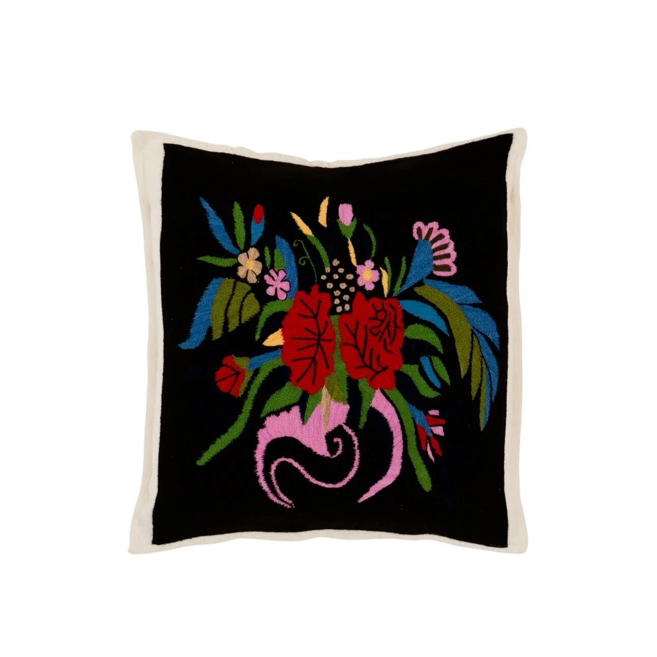 "Bouquet" Hand Embroidered Cashmere Pillow