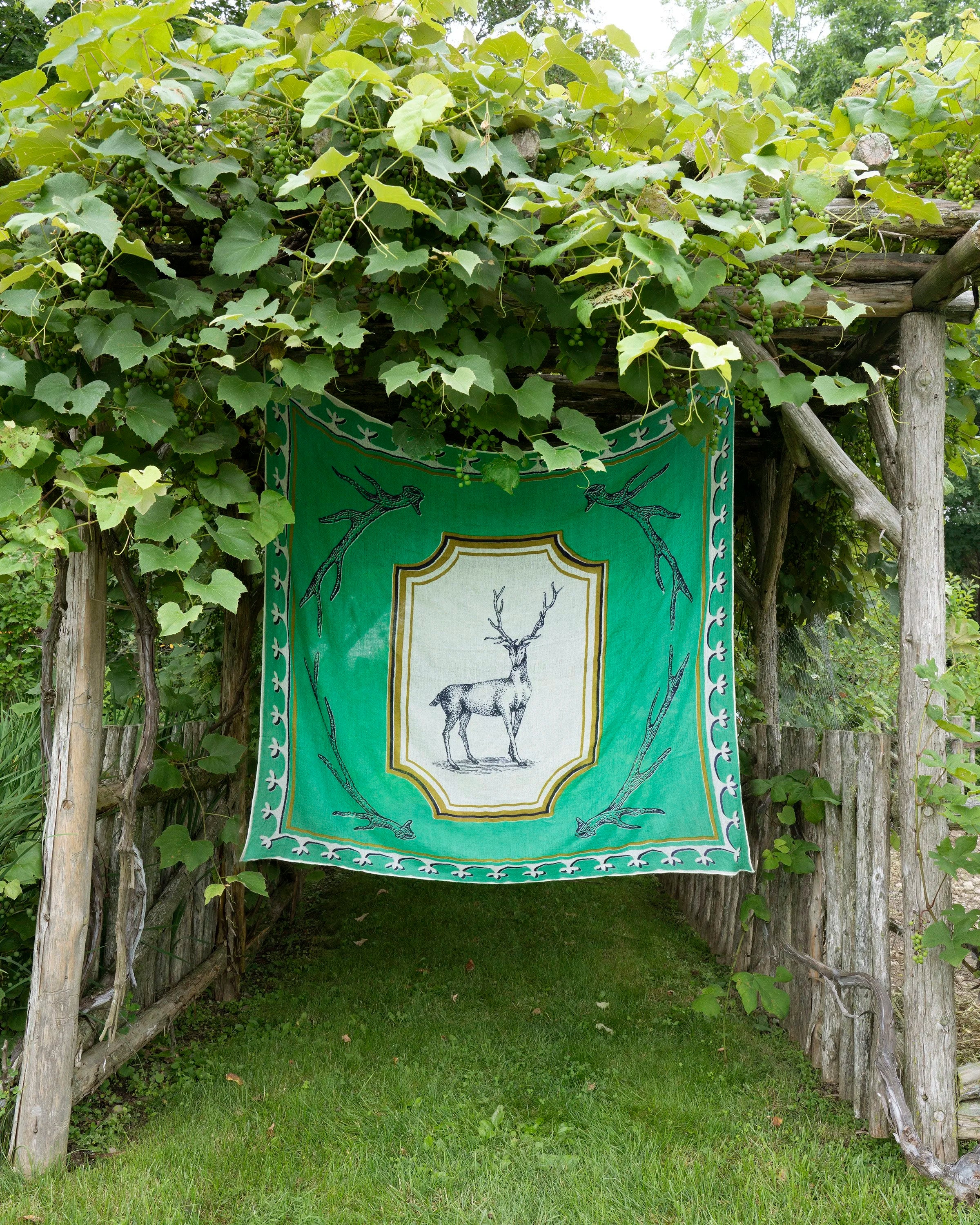 SAVED NY x Lukas the Illustrator "Stag" cashmere scarf