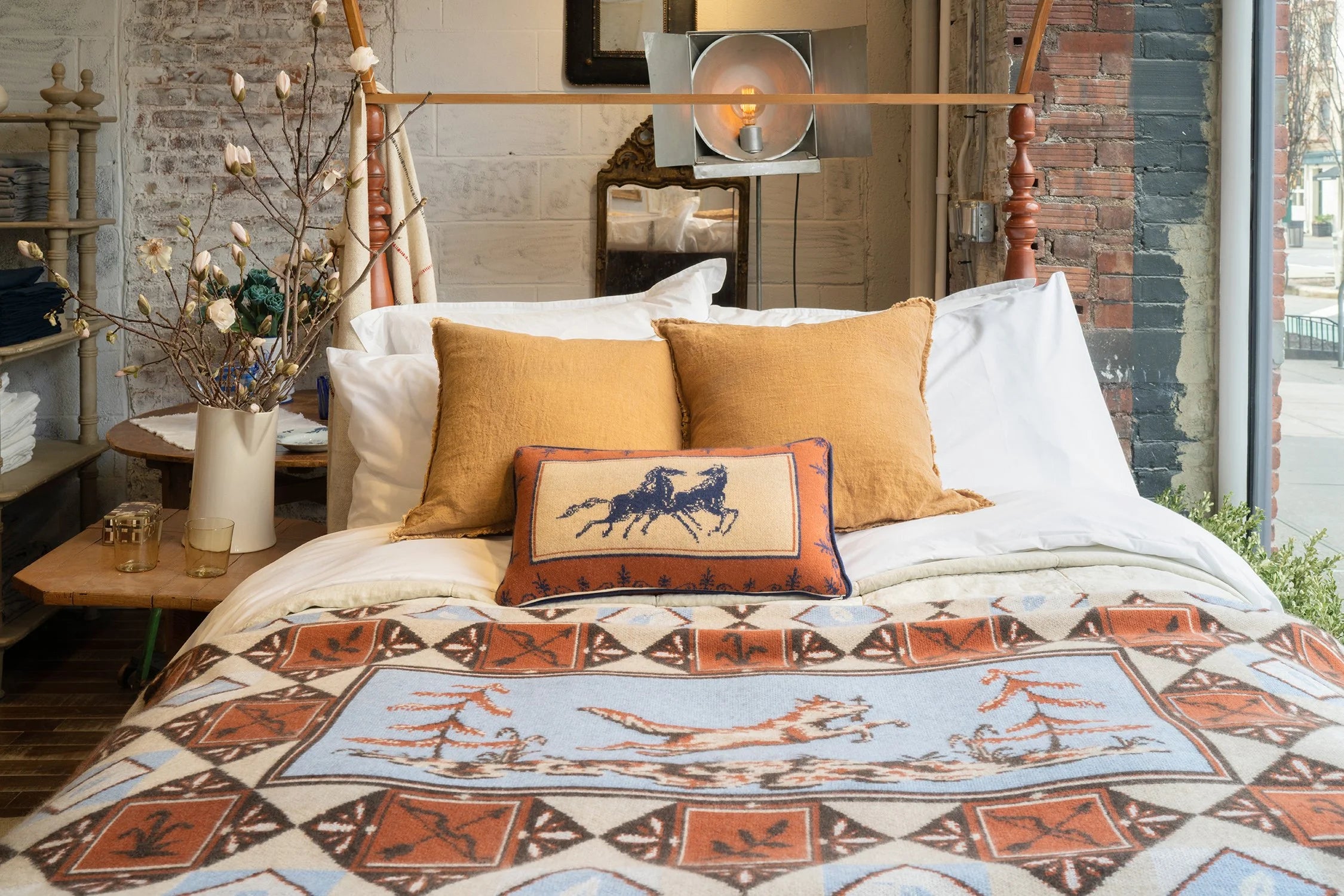 SAVED NY x Lukas the Illustrator "Leaping Fox" cashmere blanket
