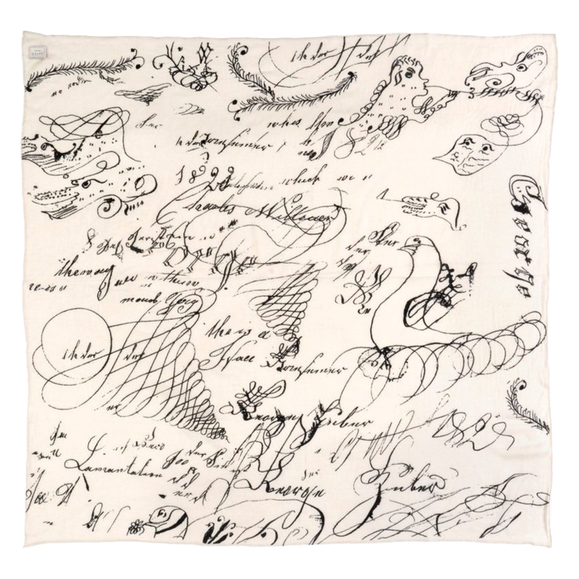 "PENMANSHIP 1809" IVORY CASHMERE SCARF