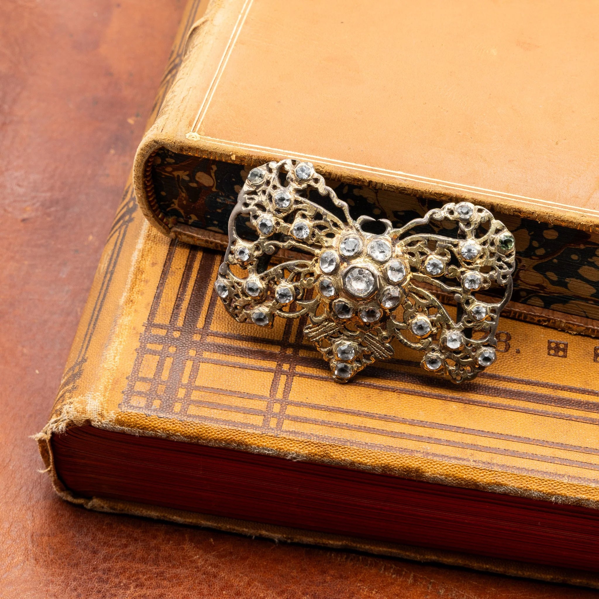 18th Century Spanish Diamond & Paste Bow-Shaped Brooch