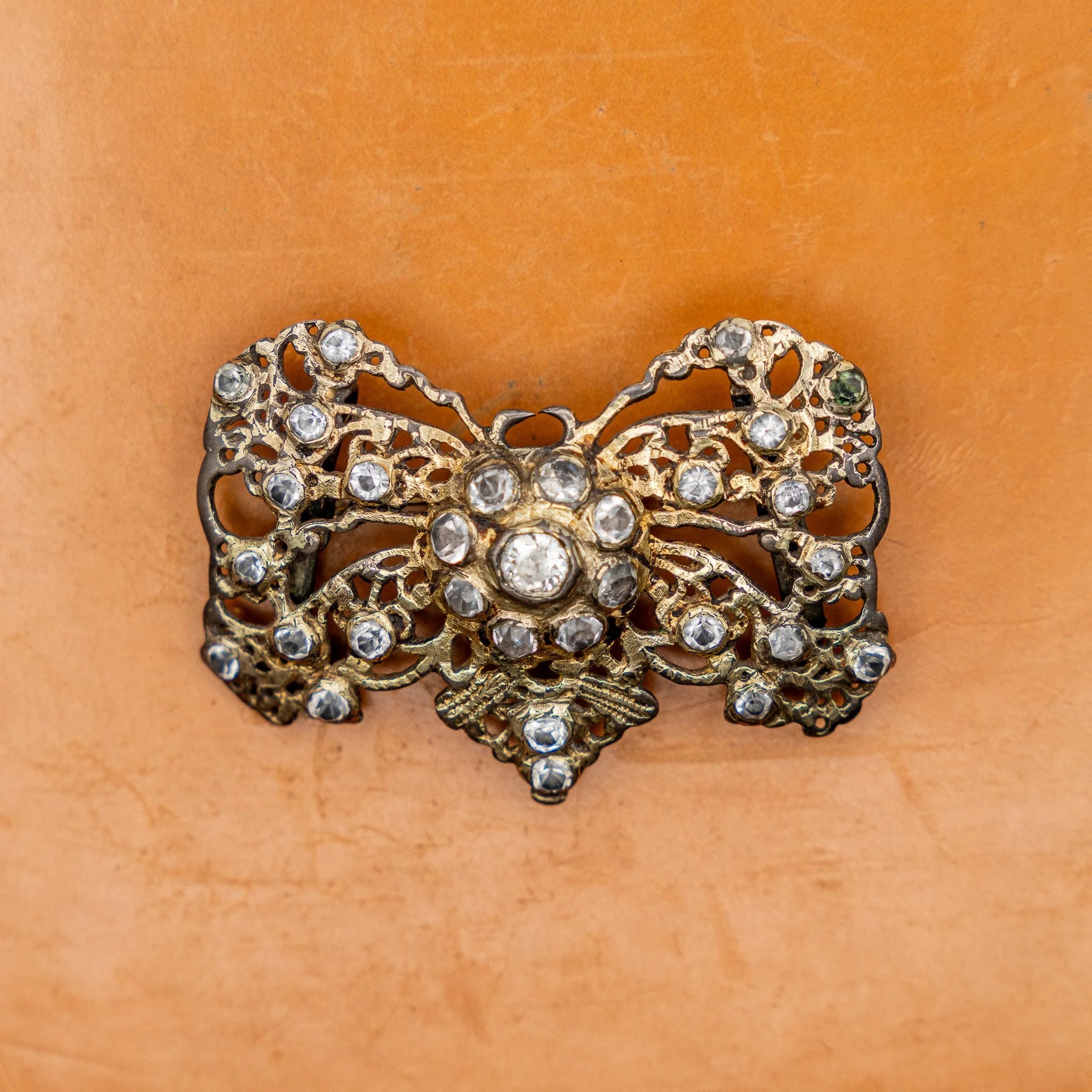 18th Century Spanish Diamond & Paste Bow-Shaped Brooch