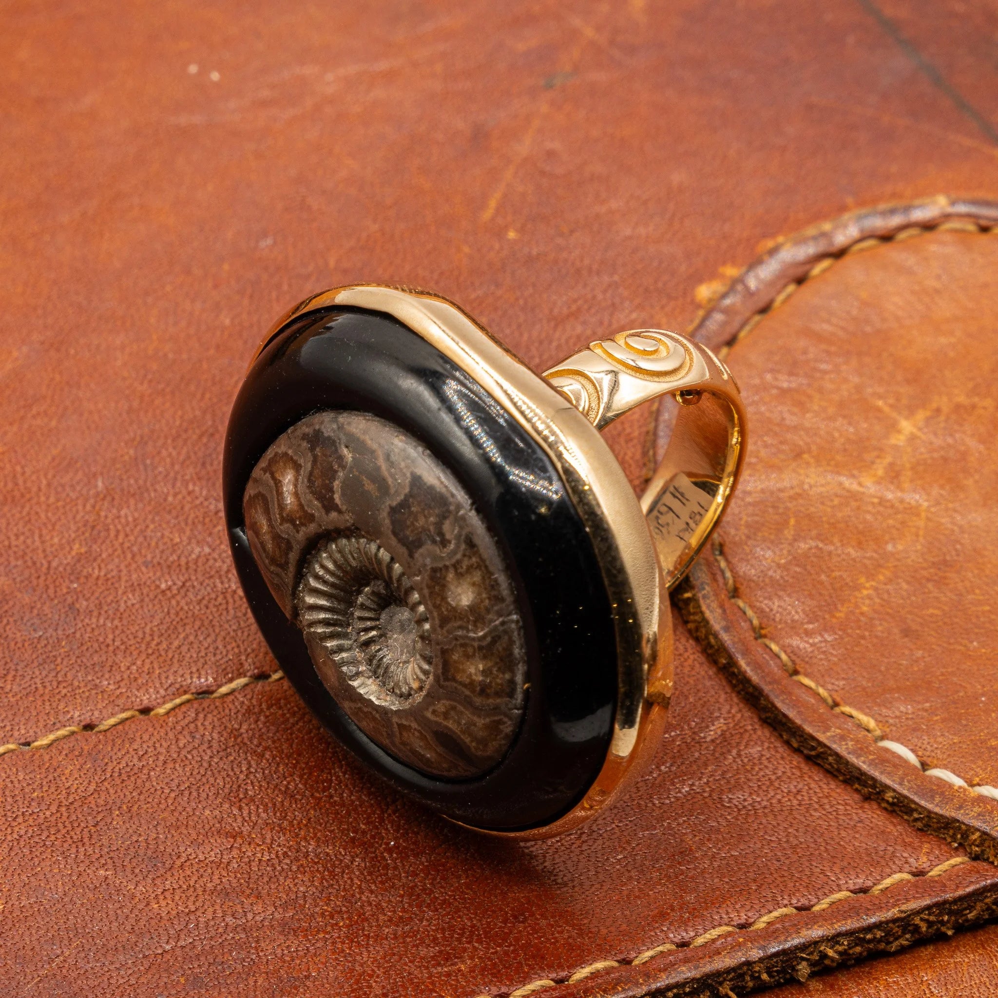 Turritella Agate Fossilized Shell Ring