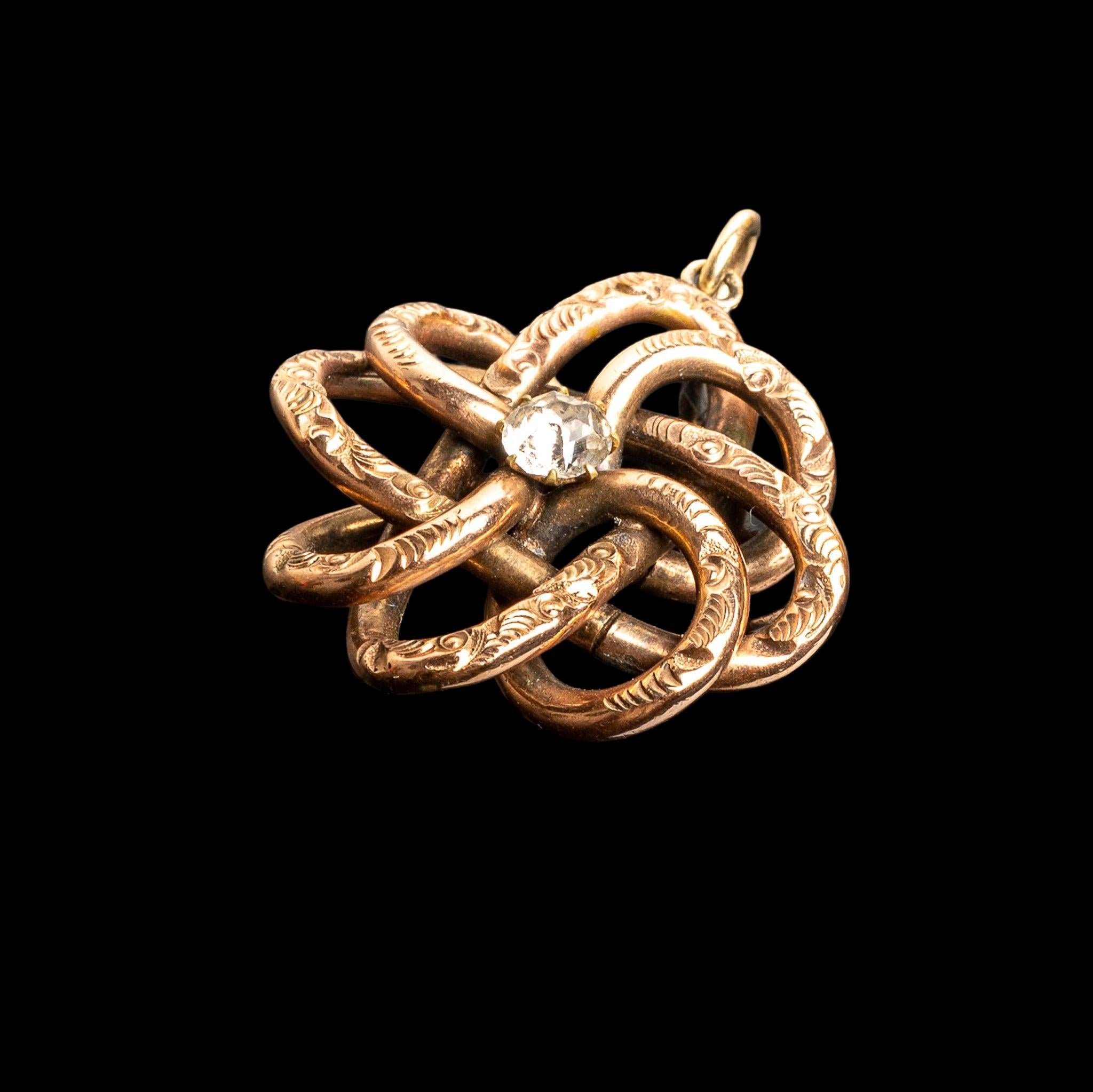 Victorian Lovers Knot Gold & Paste Pendant