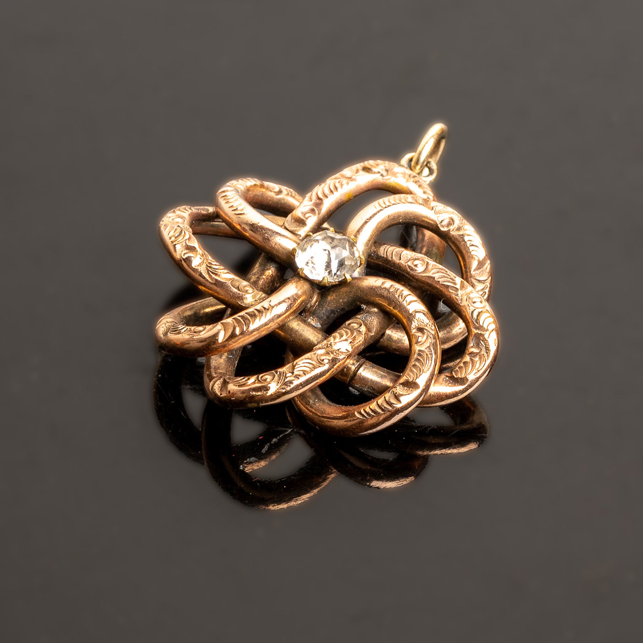 Victorian Lovers Knot Gold & Paste Pendant