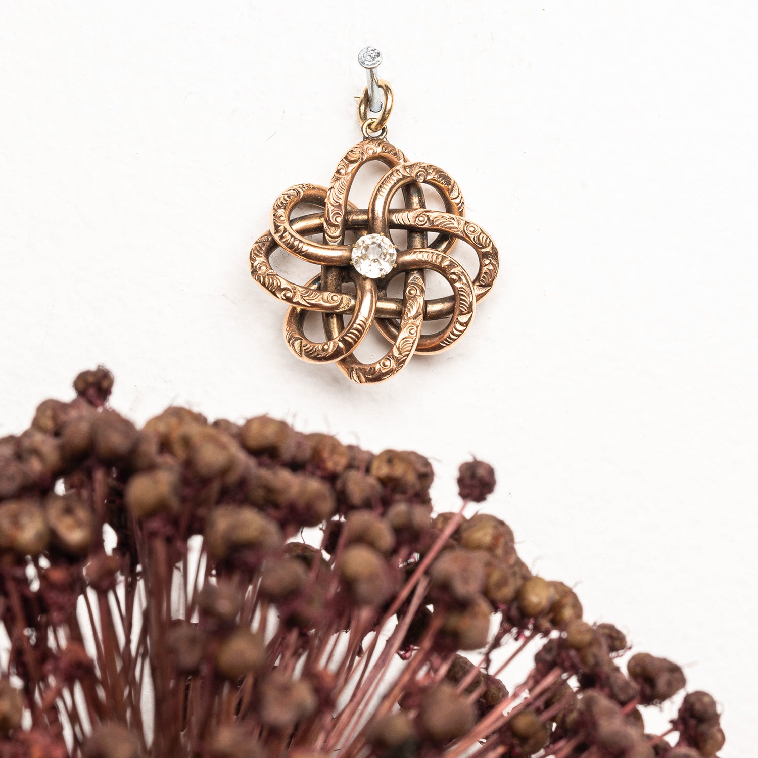 Victorian Lovers Knot Gold & Paste Pendant