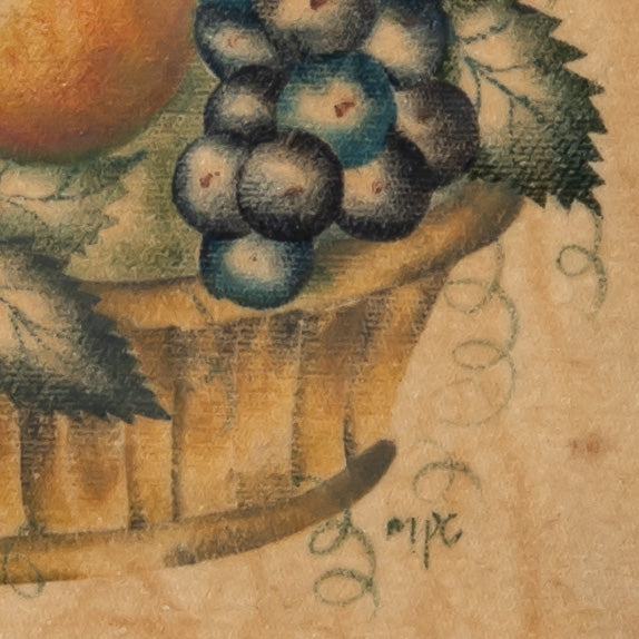 19TH-CENTURY AMERICAN FOLK ART THEOREM 'FRUIT' PAINTING IN ORIGINAL FRAME