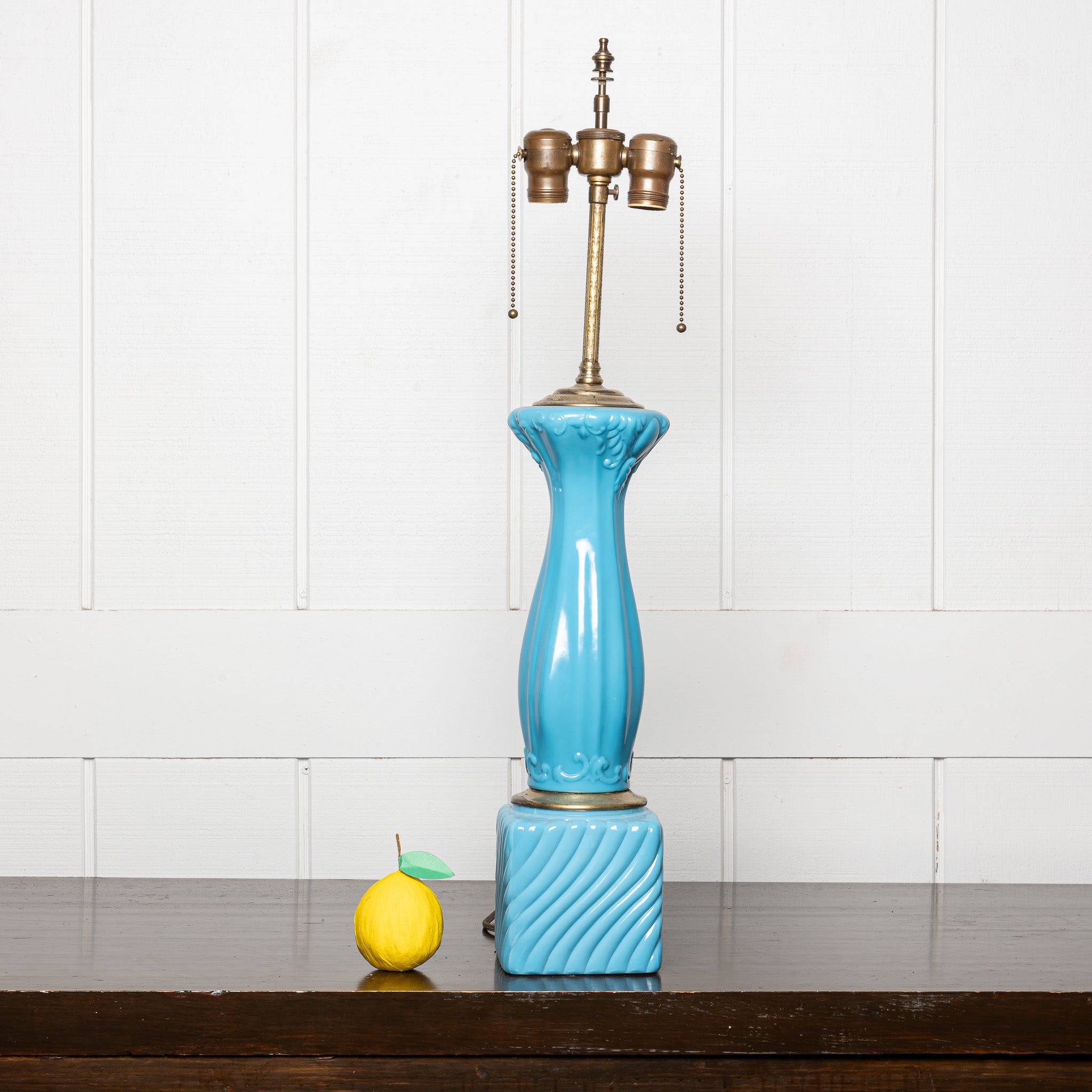 LATE 19TH-CENTURY FRENCH BLUE OPALINE GLASS VASE MOUNTED AS A TABLE LAMP