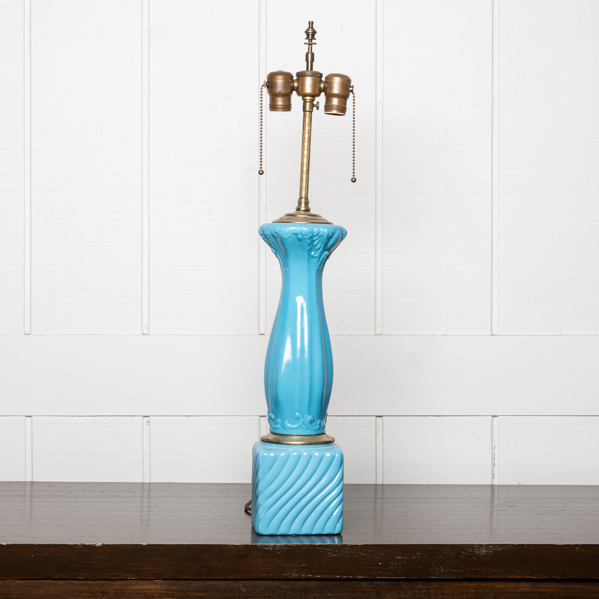 LATE 19TH-CENTURY FRENCH BLUE OPALINE GLASS VASE MOUNTED AS A TABLE LAMP