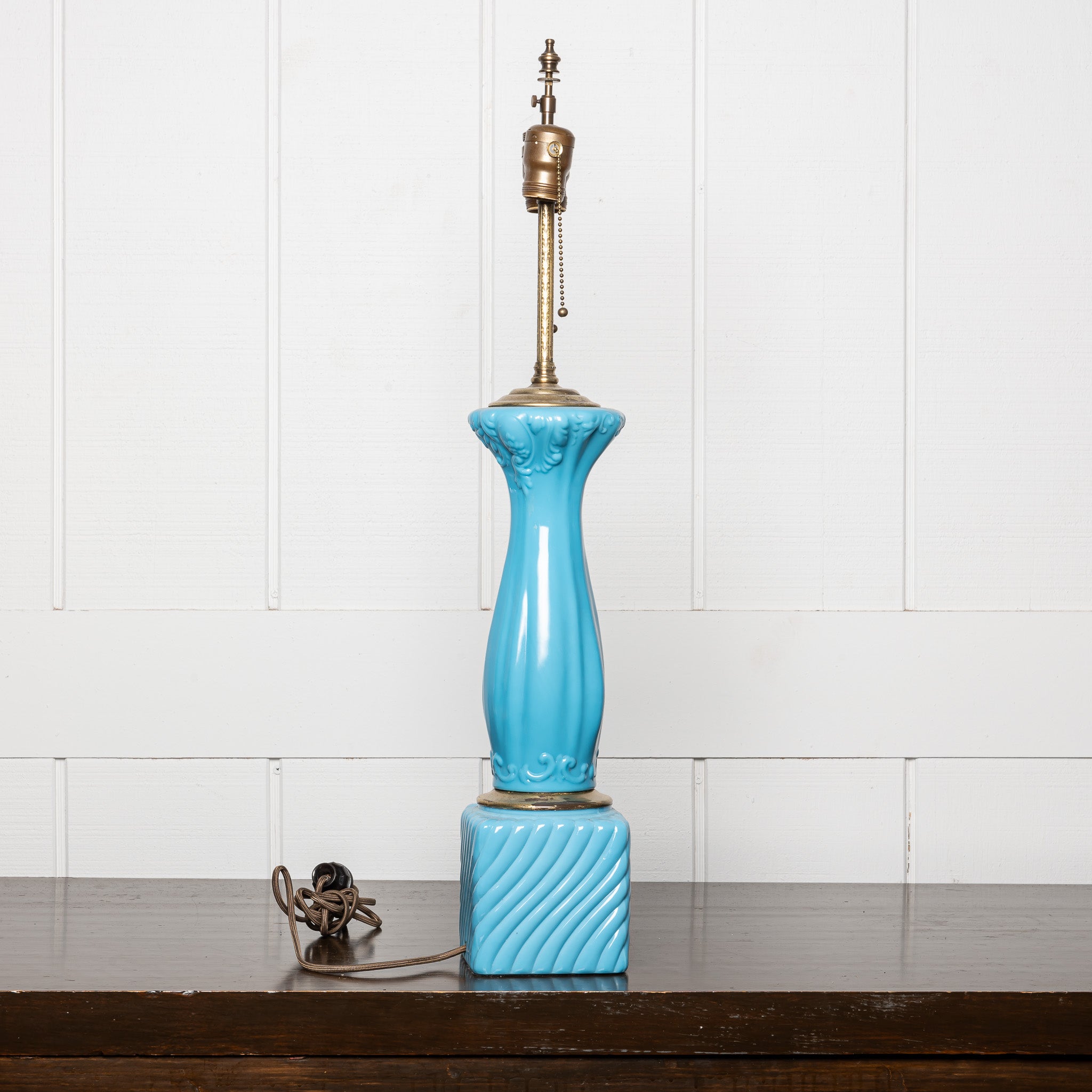 LATE 19TH-CENTURY FRENCH BLUE OPALINE GLASS VASE MOUNTED AS A TABLE LAMP