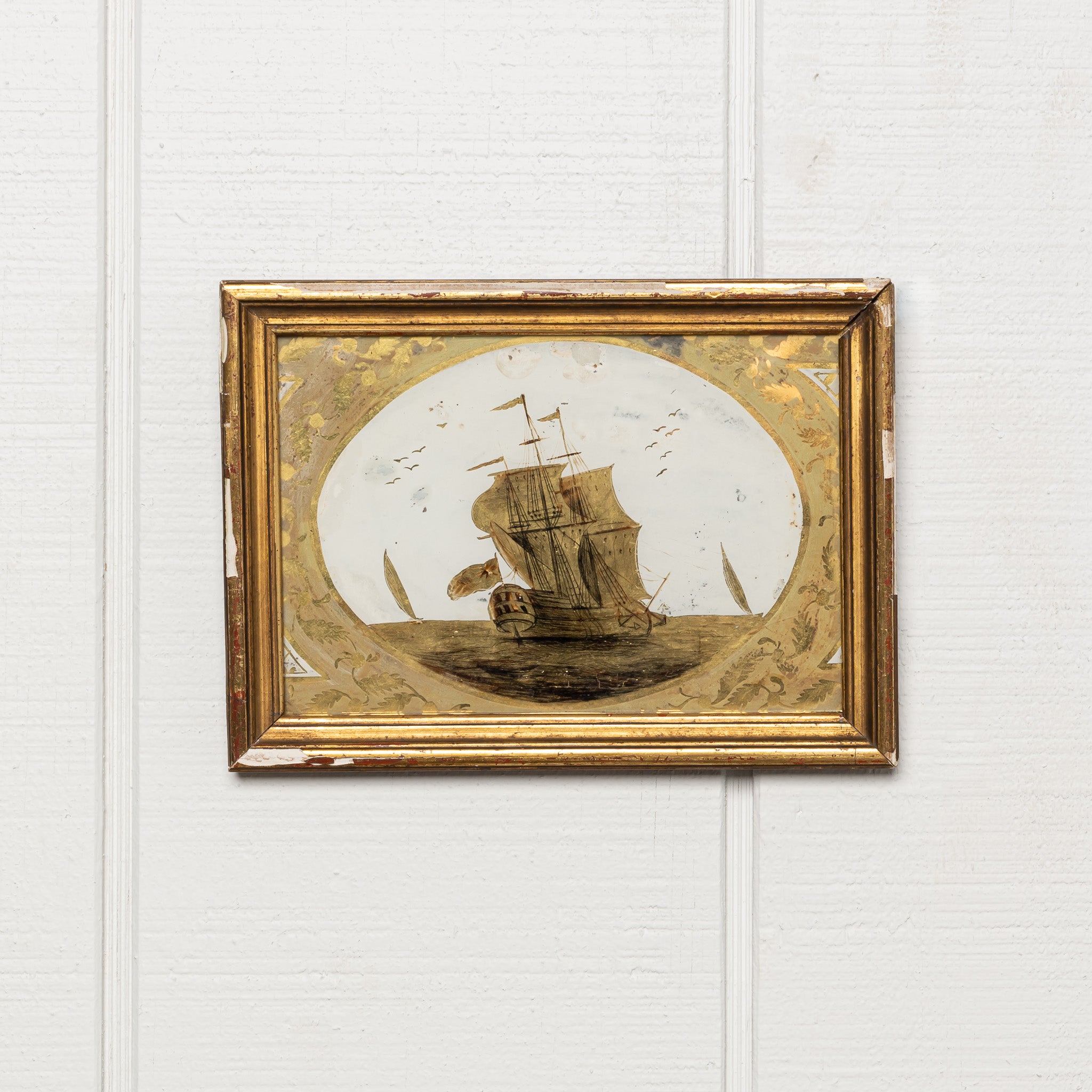 19TH-CENTURY REVERSE PAINTING ON GLASS