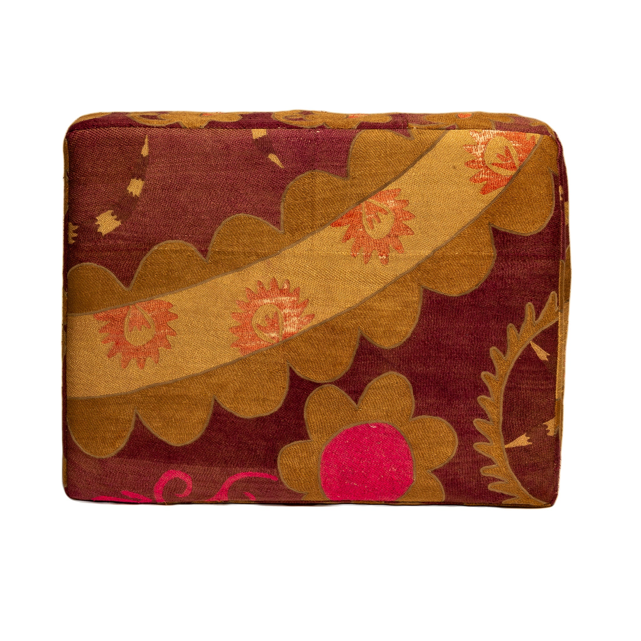 "POUF" FLOOR CUSHION IN ANTIQUE CENTRAL ASIAN SUZANI FABRIC (III)
