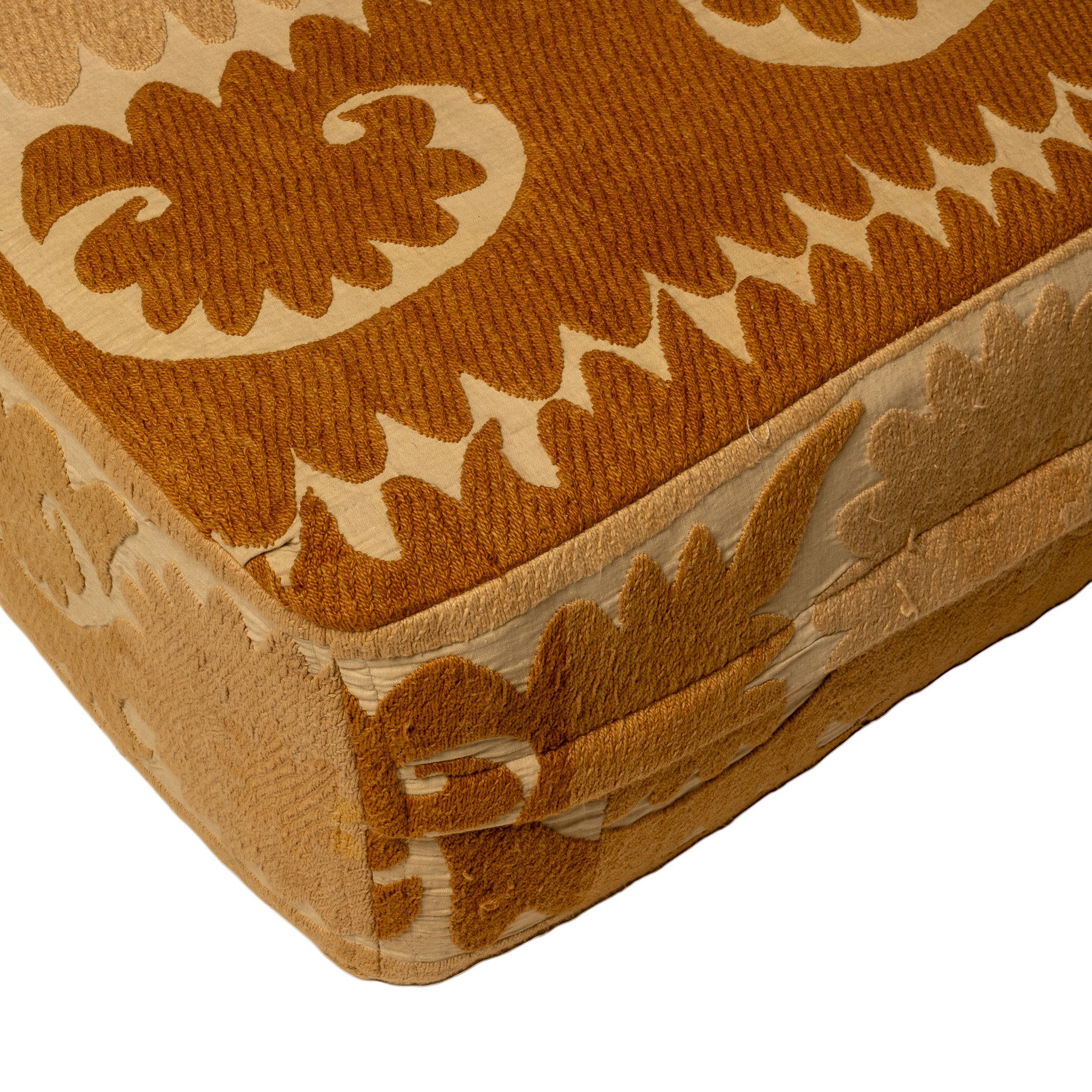 "POUF" FLOOR CUSHION IN ANTIQUE CENTRAL ASIAN SUZANI FABRIC (II)