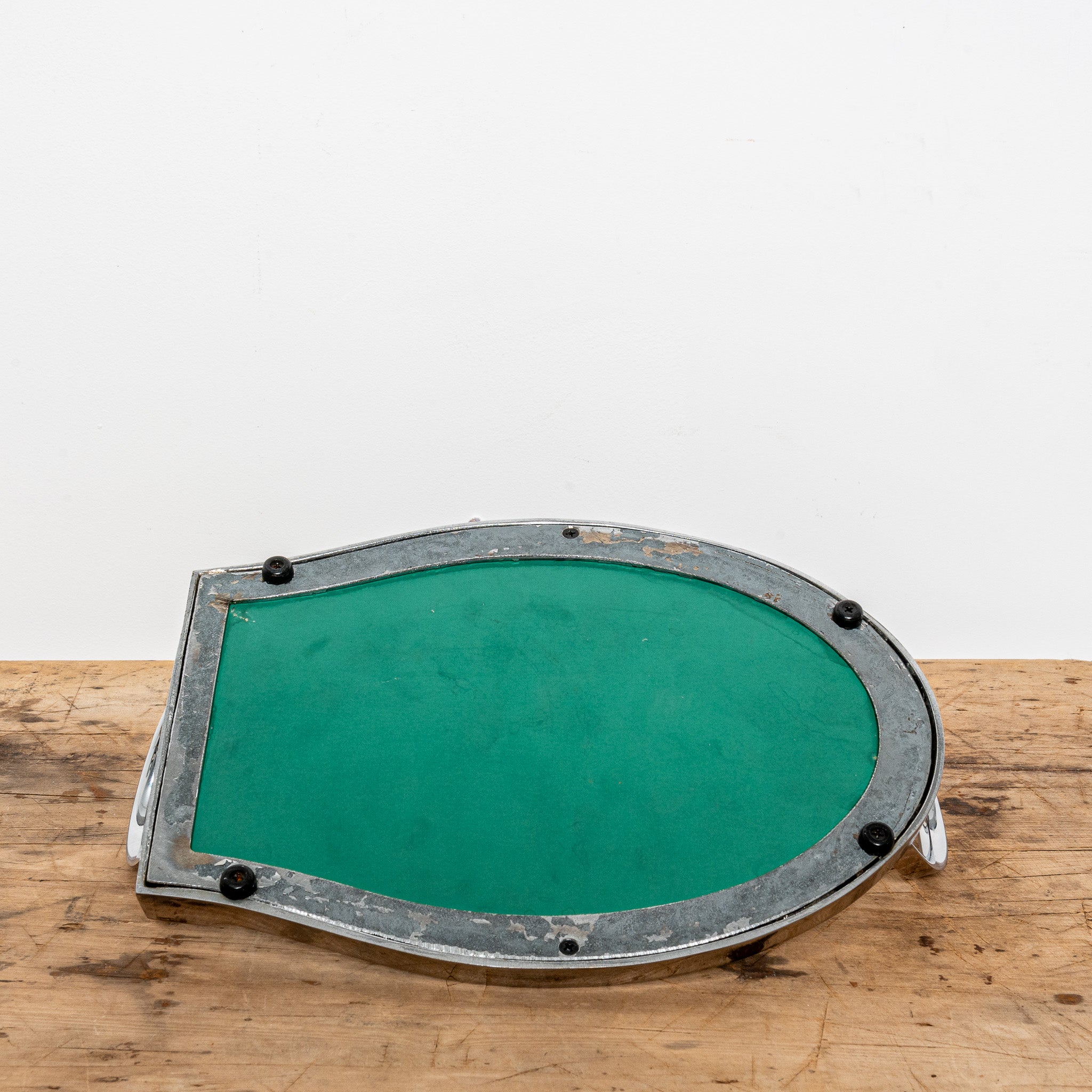 ART DECO HORSESHOE-FORM CHROME AND MIRROR SERVING TRAY
