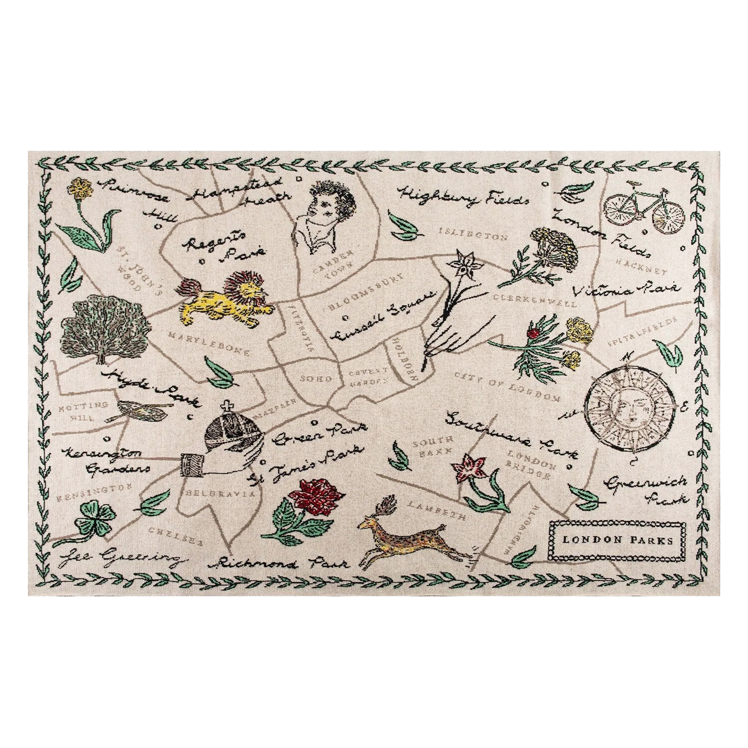 SAVED NY X FEE GREENING "LONDON PARKS" CASHMERE BLANKET