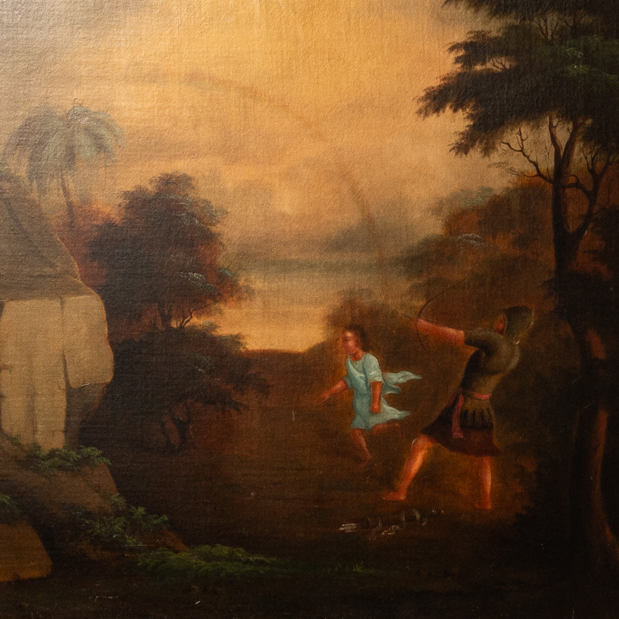 AMERICAN FOLK ART "GOD'S EYE" LANDSCAPE