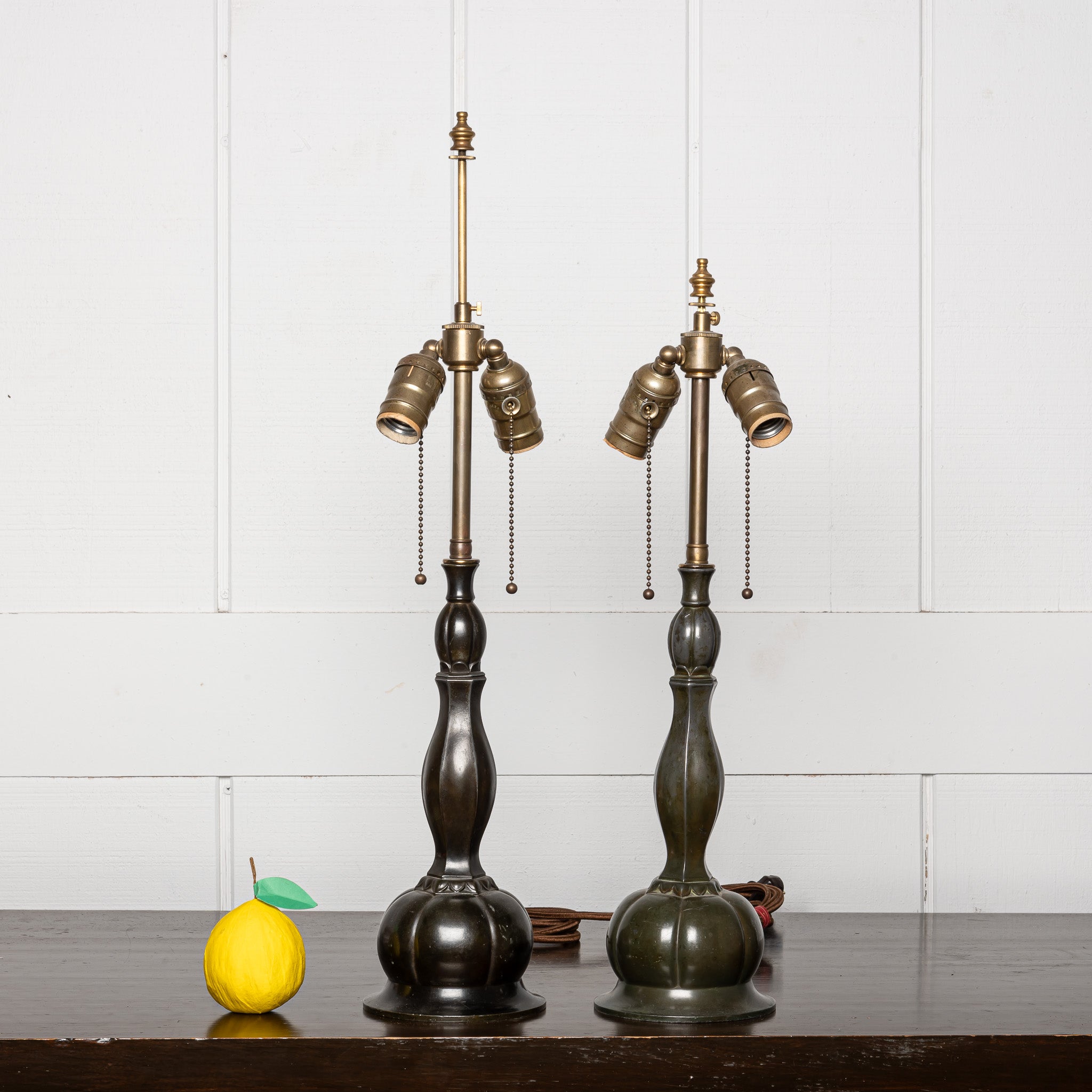 PAIR OF DANISH ART DECO "DISKO METAL" TABLE LAMPS BY JUST ANDERSEN