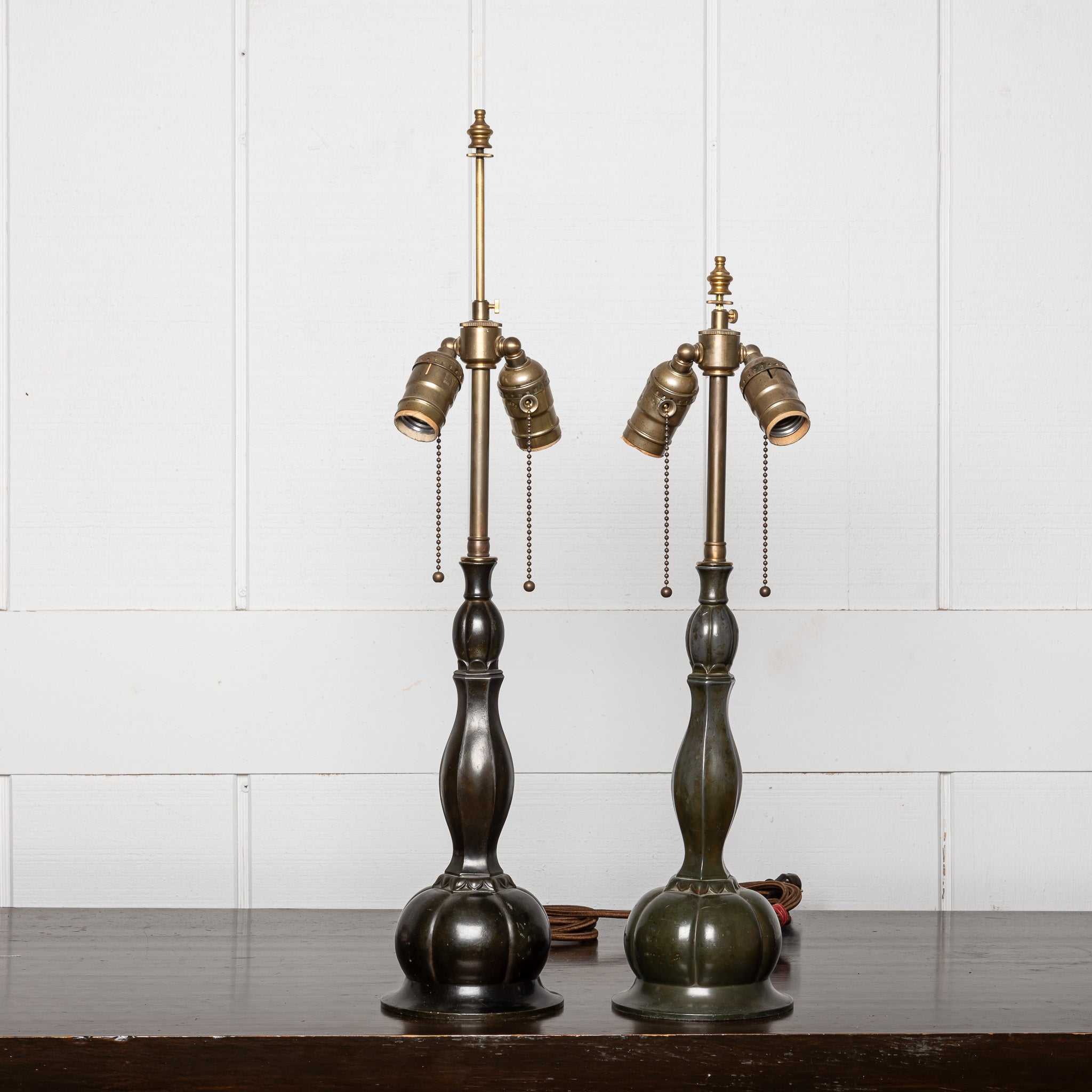 PAIR OF DANISH ART DECO "DISKO METAL" TABLE LAMPS BY JUST ANDERSEN