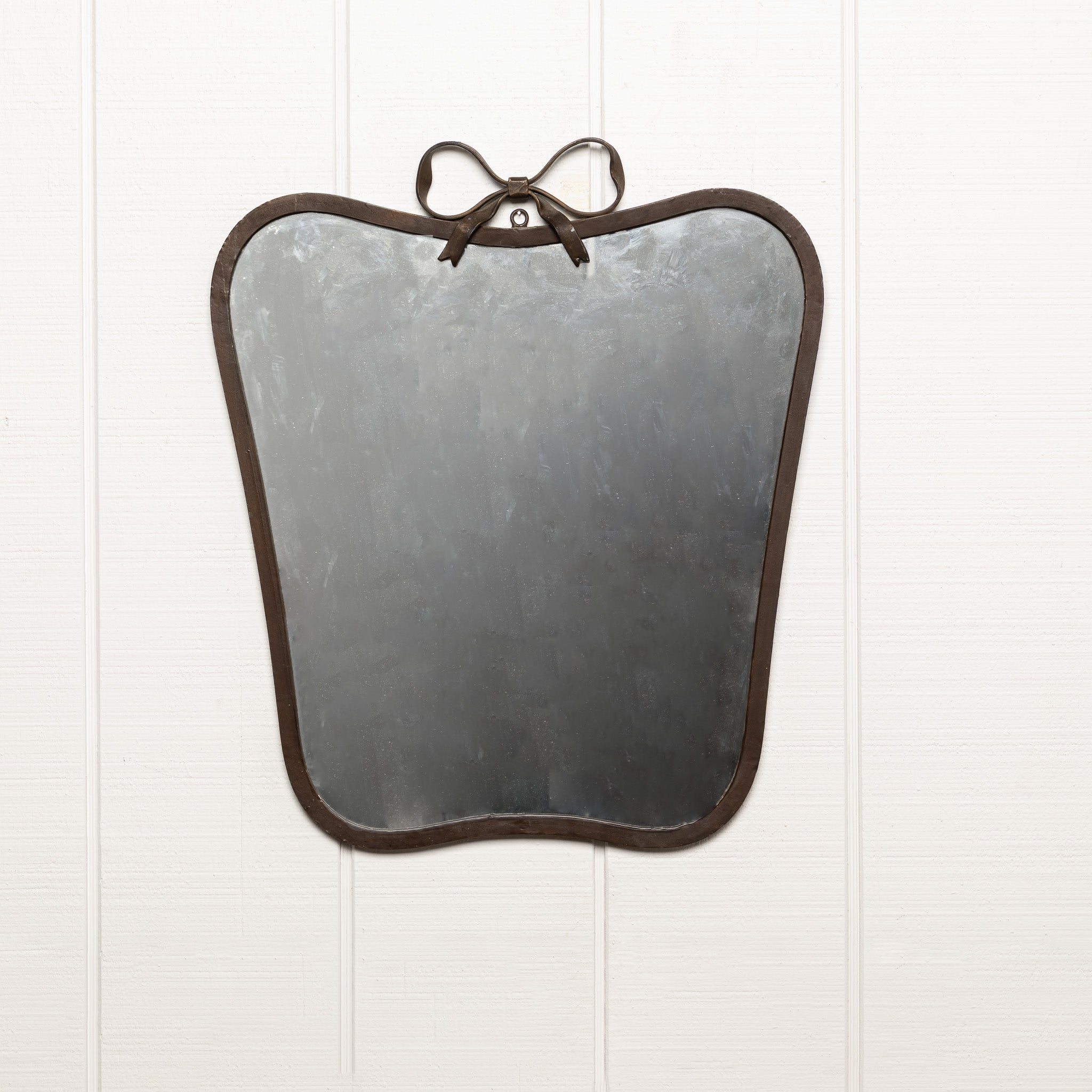 MID-CENTURY EUROPEAN "GIO PONTI STYLE" HAND-FORGED BRASS MIRROR