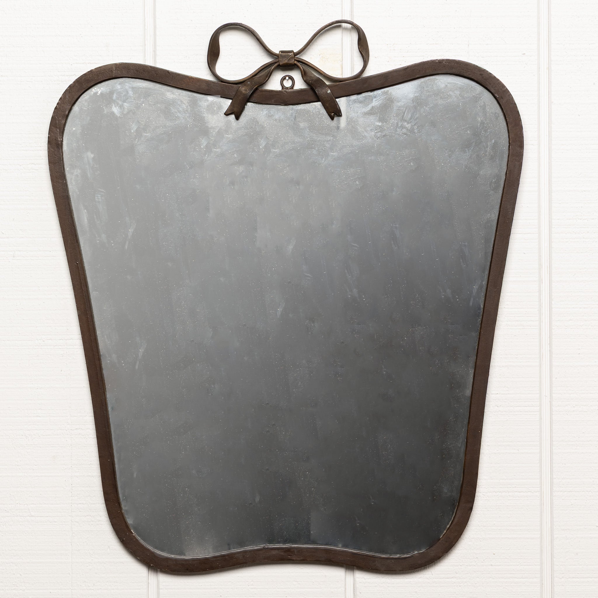 MID-CENTURY EUROPEAN "GIO PONTI STYLE" HAND-FORGED BRASS MIRROR