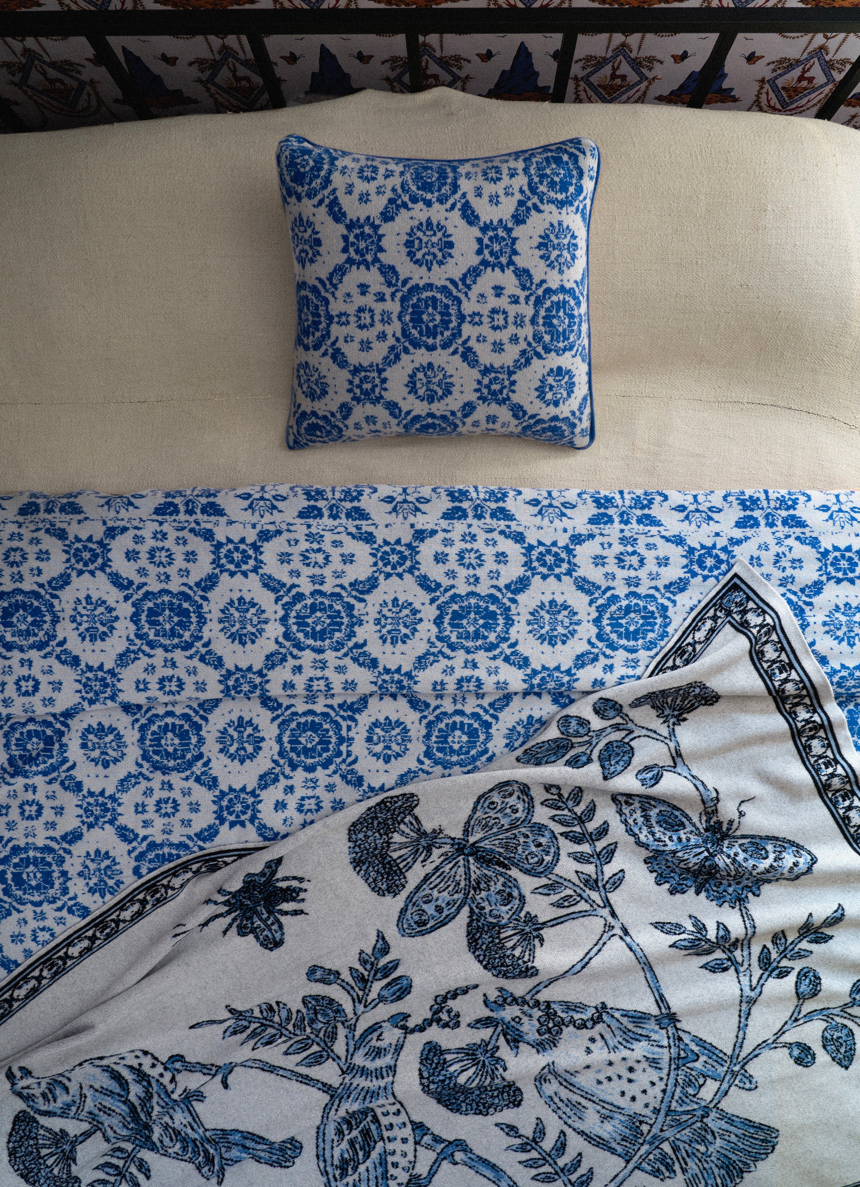 SAVED NY x Fee Greening "Blue Birds" Cashmere THROW