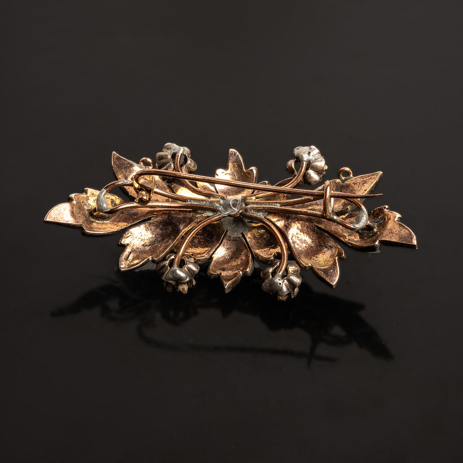 18th Century Gold, Diamonds, and Sterling Silver Brooch