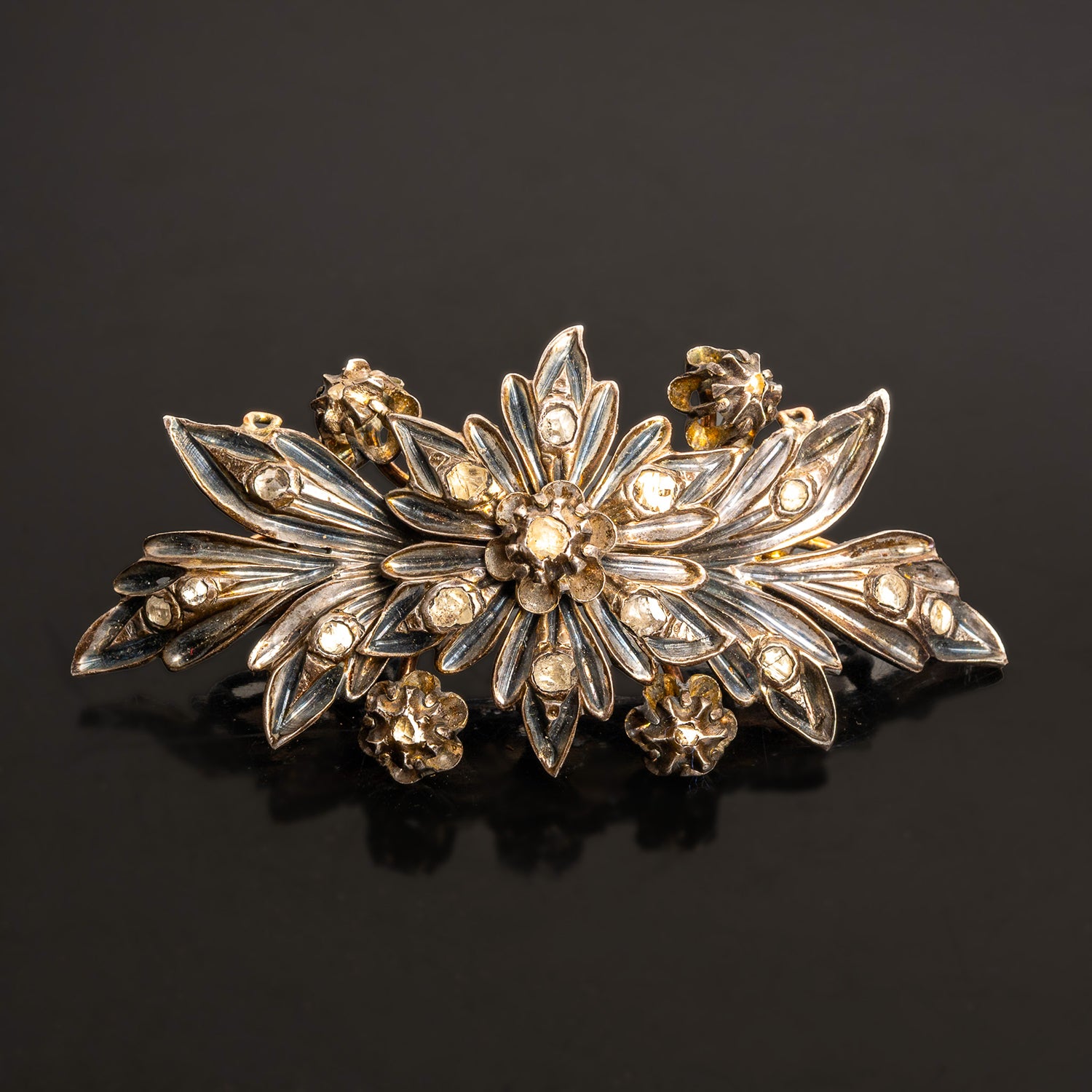 18th Century Gold, Diamonds, and Sterling Silver Brooch