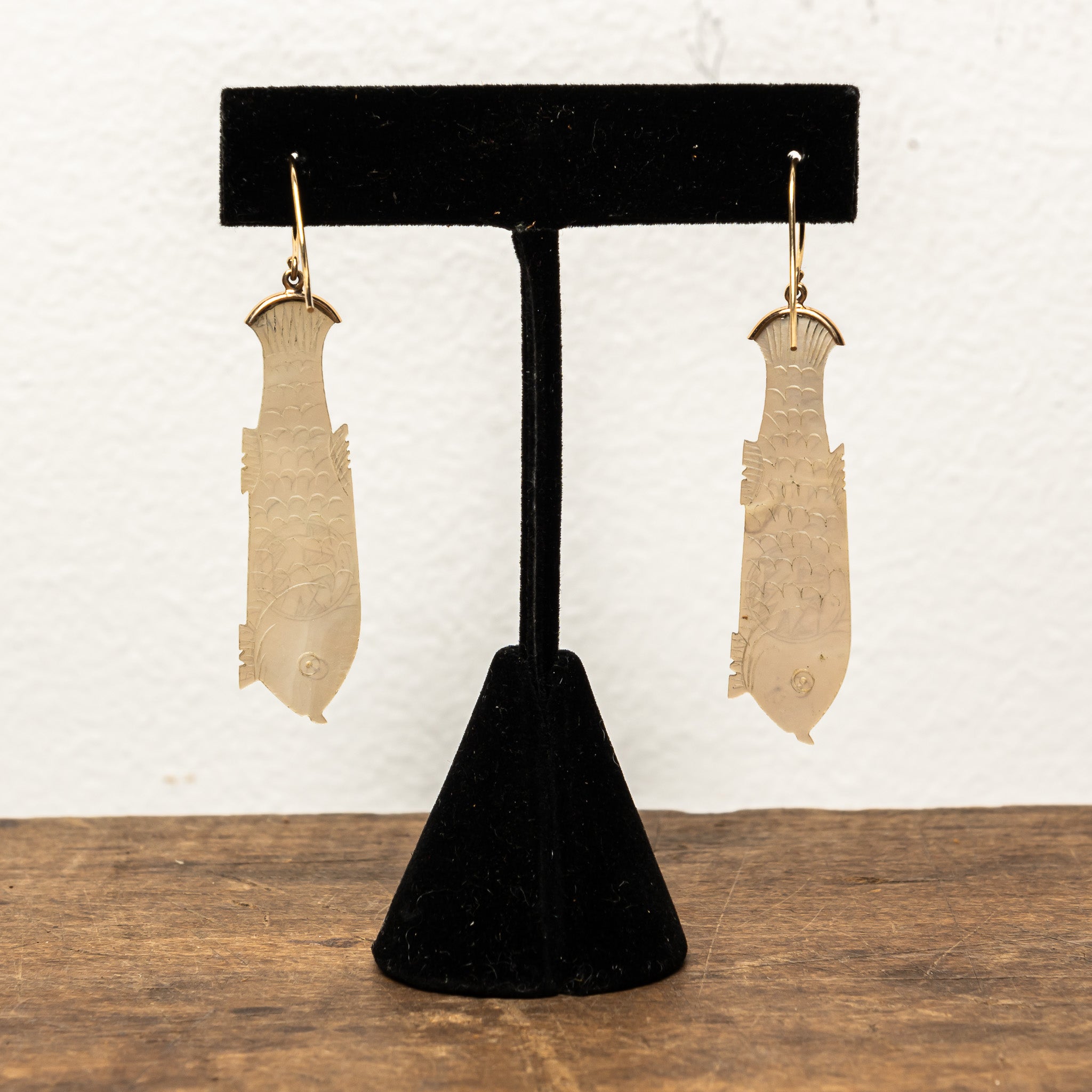 18th-Century Mother of Pearl Gaming Chip Earrings