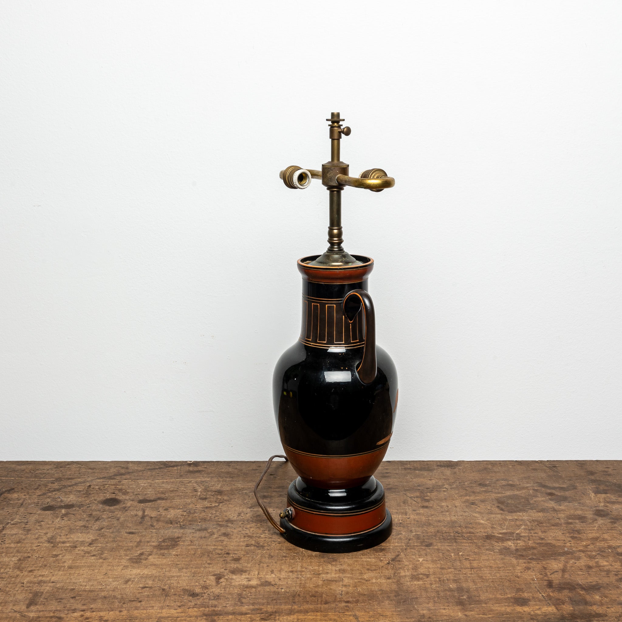 EARLY 19TH-CENTURY ENGLISH GLASS MOUNTED VASE LAMP