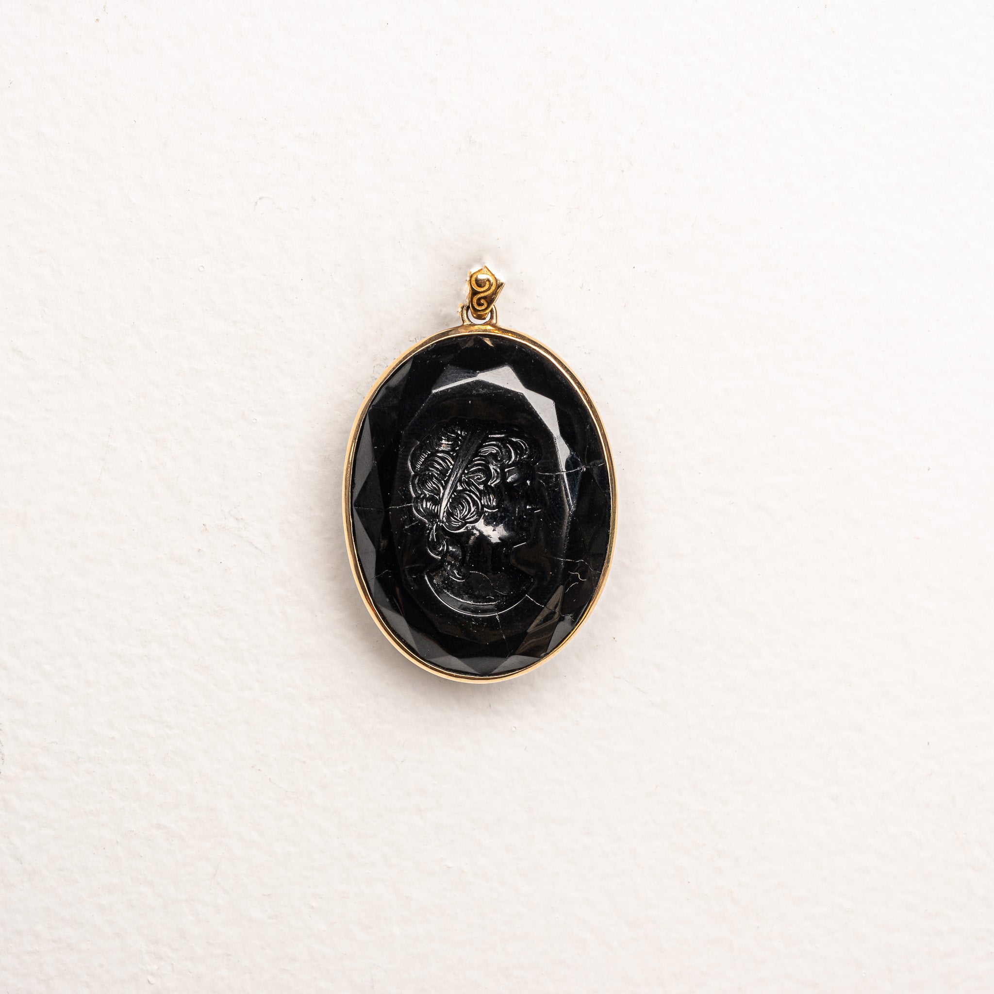 19th Century French Jett Cameo Pendant