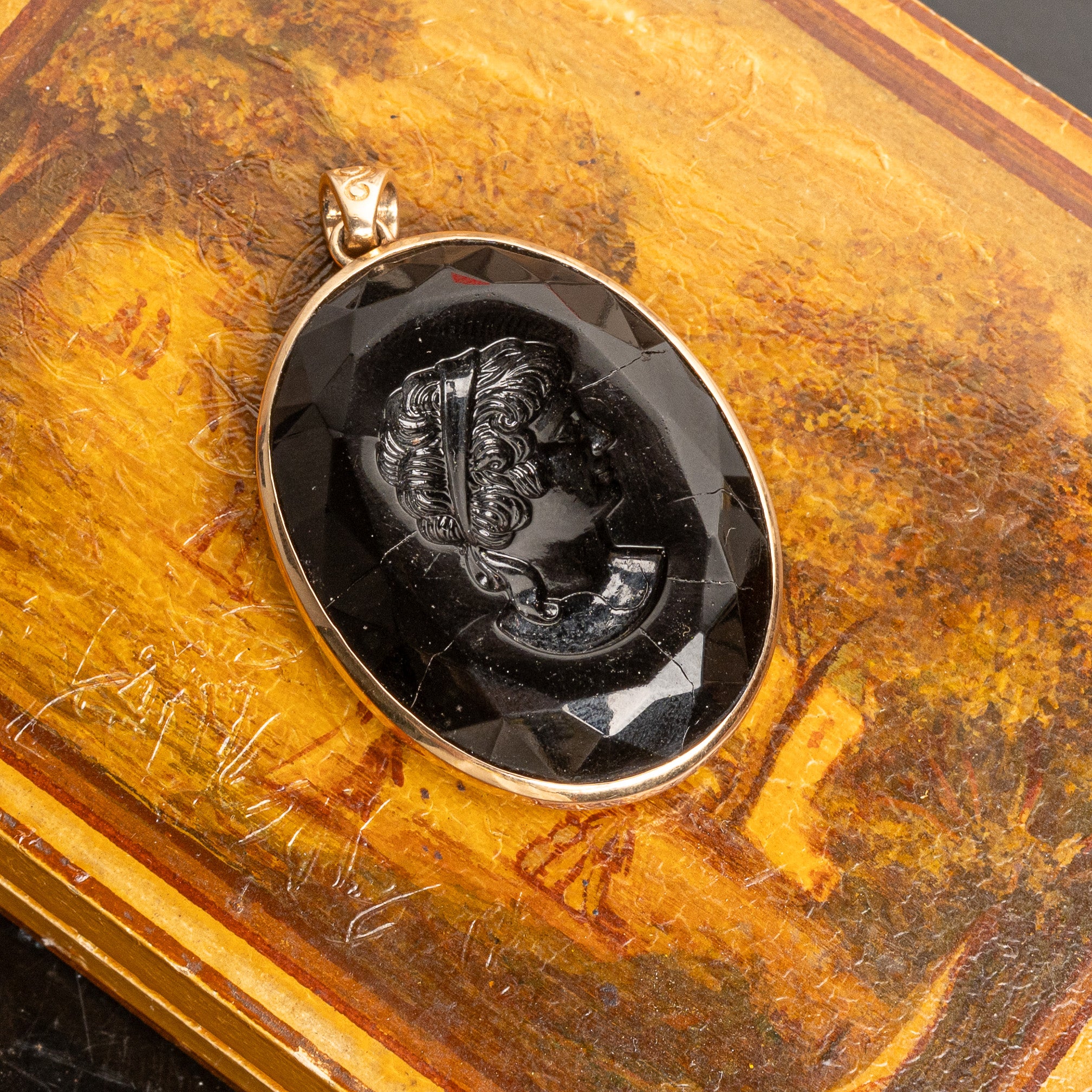 19th Century French Jett Cameo Pendant