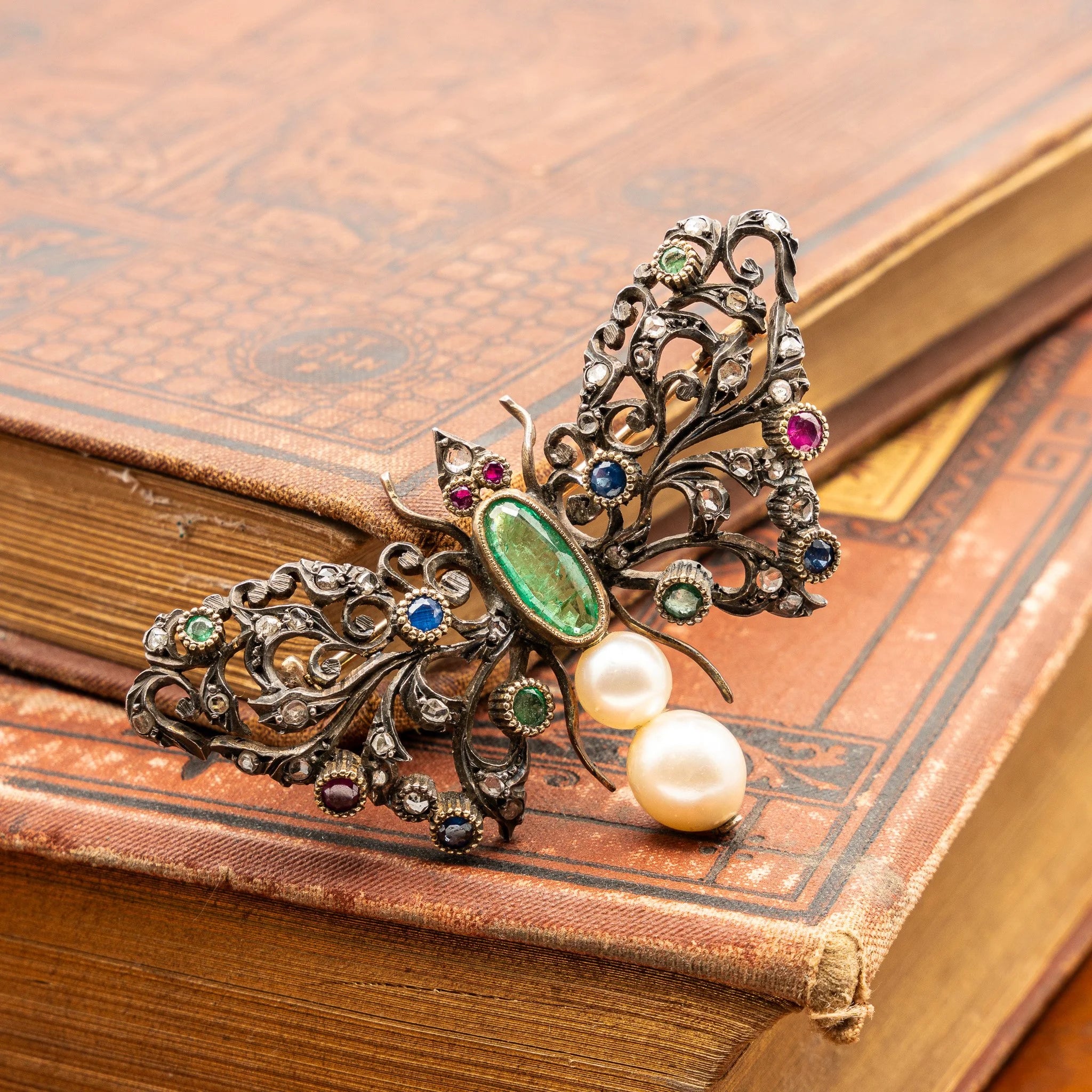 19th Century Austro-Hungarian Bejeweled Butterfly Brooch