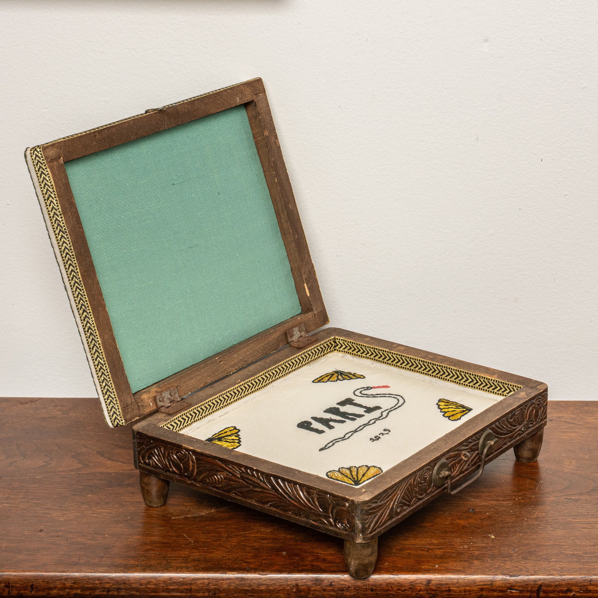 "PARIS" EMBROIDERED JEWELRY BOX (2025) BY SEAN McNANNEY