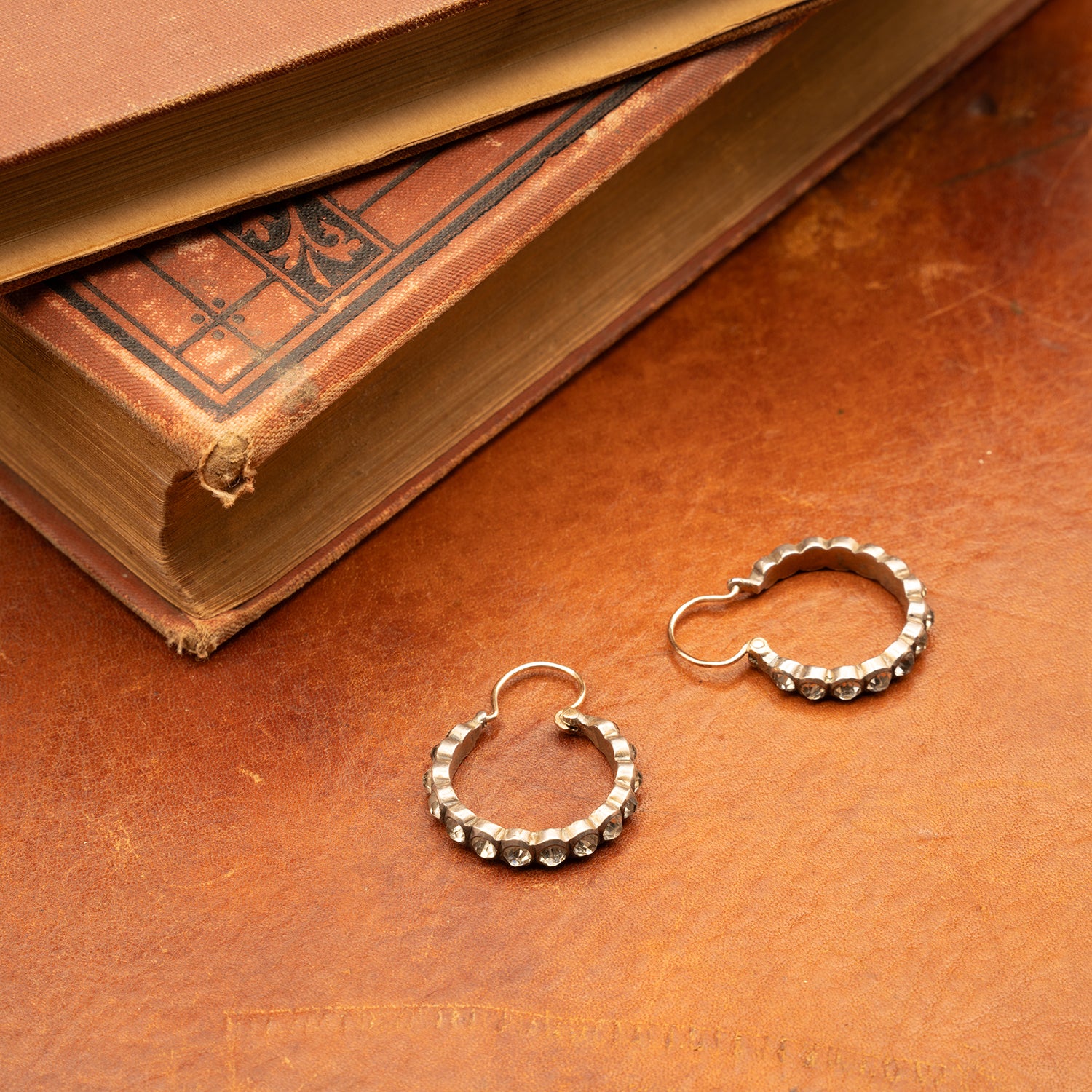 GEORGIAN PASTE AND SILVER EARRINGS