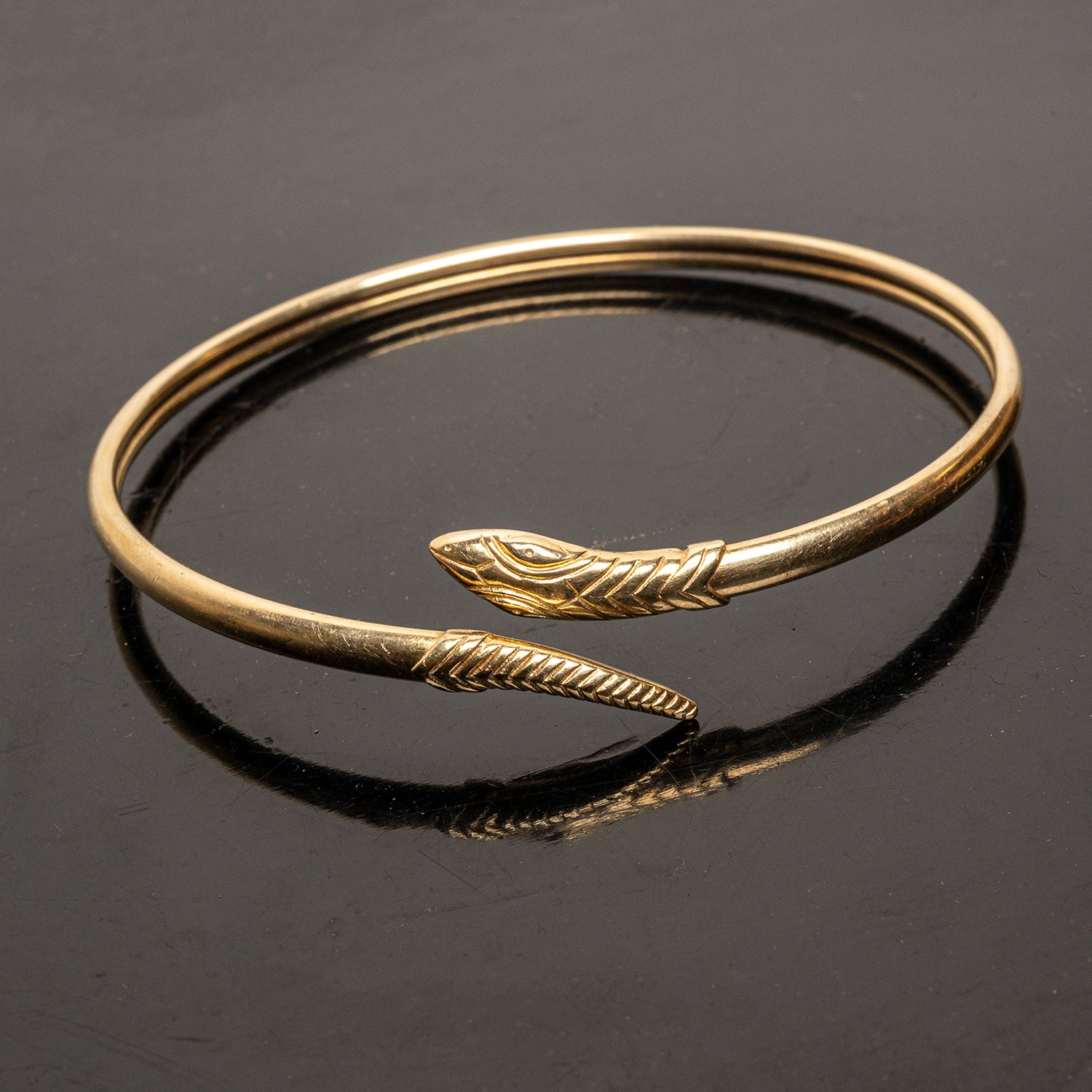 Early 20th-Century 9k Gold Snake Bangle
