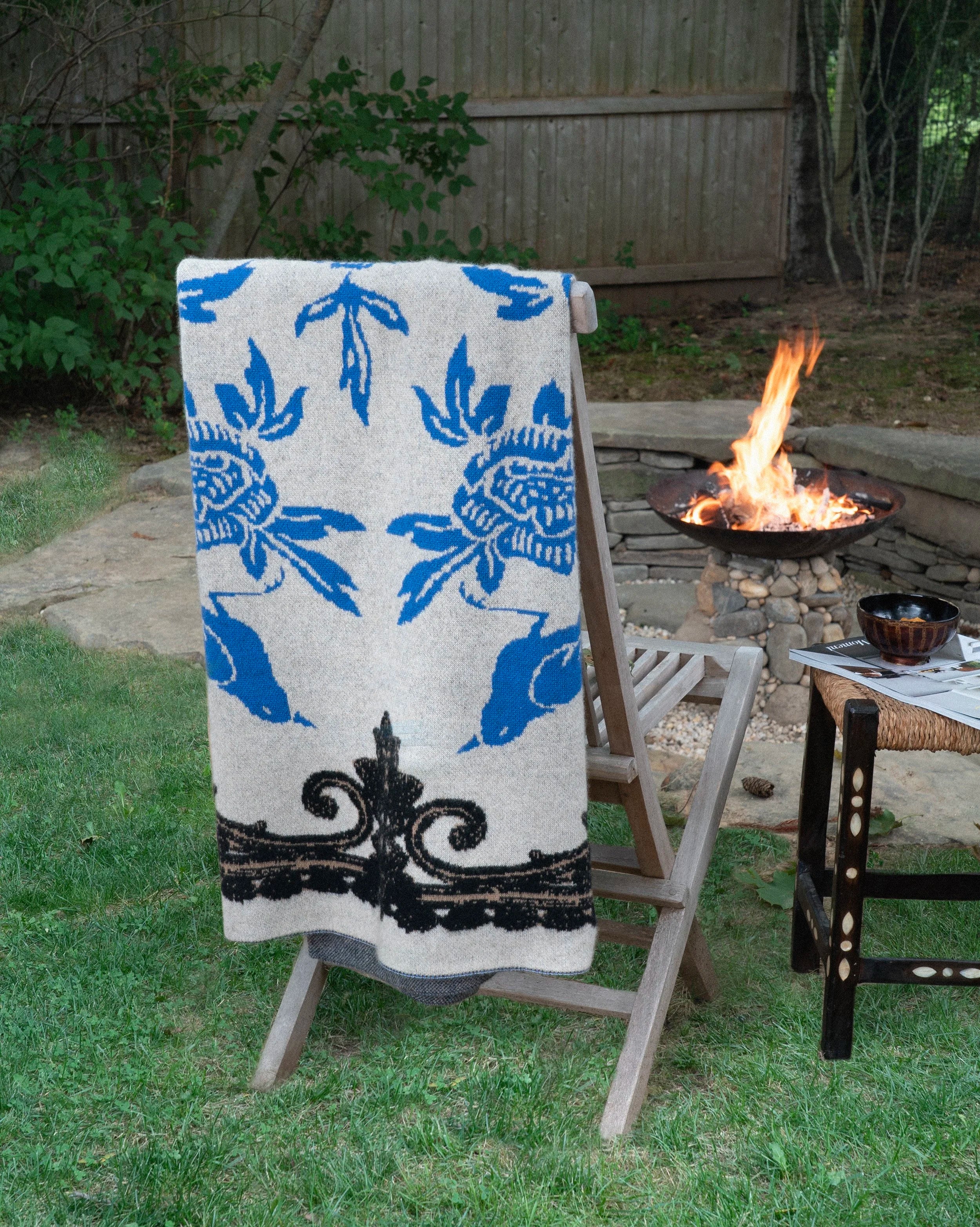 SAVED NY x LUKAS THE ILLUSTRATOR "BLUEBIRD" Cashmere Blanket